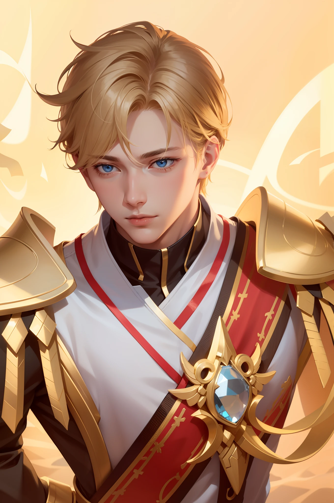 Attractive profile picture, masterpiece, ultra-precise rendering, beautiful and cool young man, trustworthy, dependable young man, savior of the world, simple design, most beautiful image, 4K, blonde hair, light blue eyes.