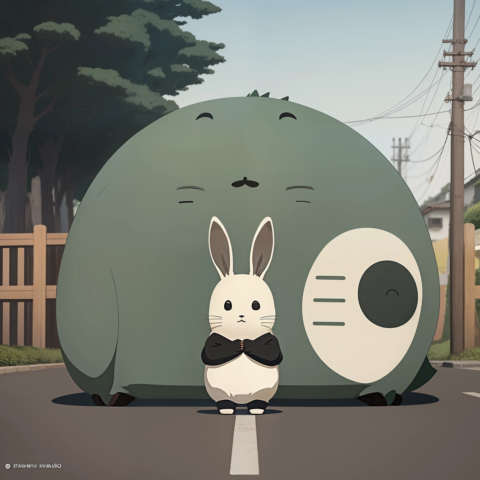 a bunny, no face, with no face, ghibli inspired, studio ghibli scheme, trending on studio ghibli, no faces, punpun onodera, onstudio ghibli, studio ghibli inspired, inspired by Studio Ghibli, trending onstudio ghibli, in style of ghibli, ghibli spirited away vibe, oyasumi punpun
