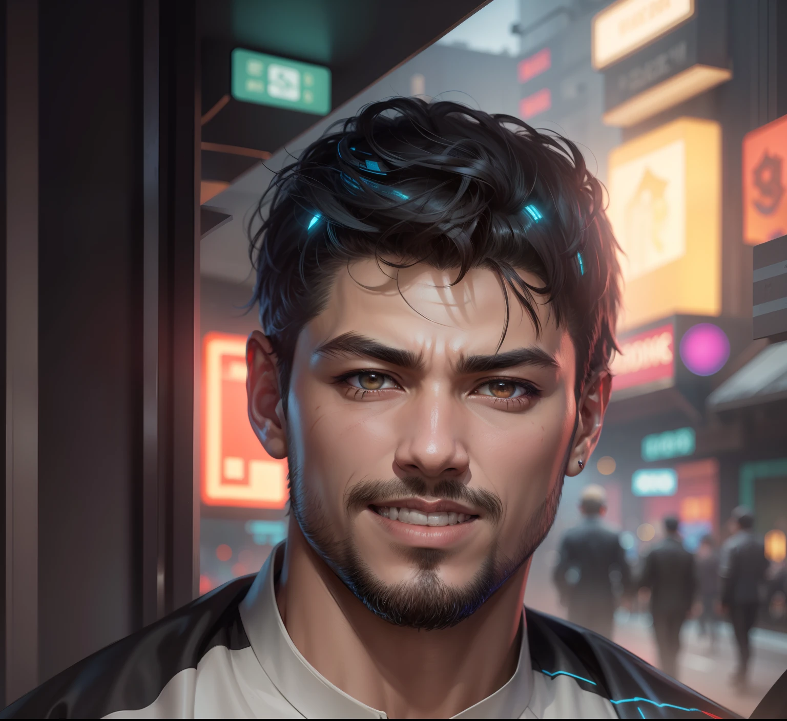 Chang background cyberpunk handsome boy, realistic , 8k ultra realistic,