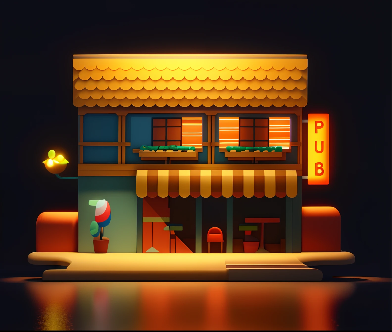masterpiece, best quality, toon,3d,indoors,night,
