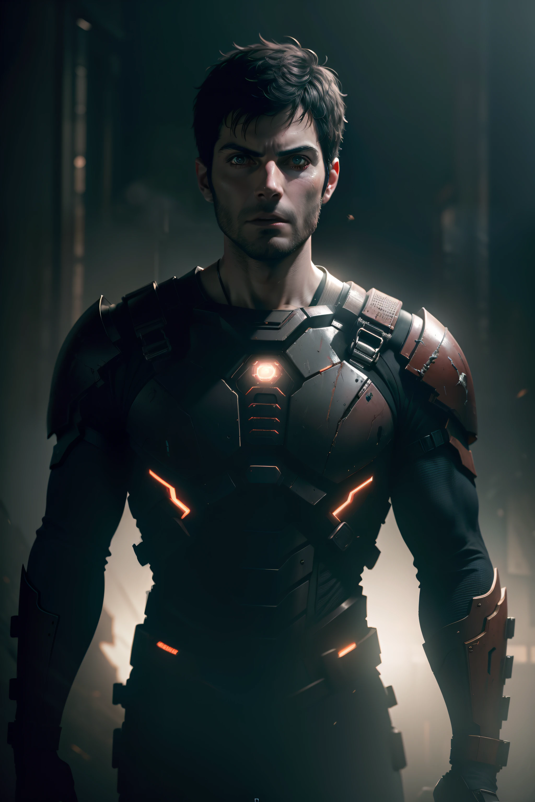 Sci Fi Horror Dead Space David Giuntoli on Ishimura Haunted Ship photography, natural light, photorealism, cinematic rendering, ray tracing, the highest quality, the highest detail, Cinematic, Third-Person View, Blur Effect, Long Exposure, 8K, Ultra-HD, Natural Lighting, Moody Lighting, Cinematic Lighting