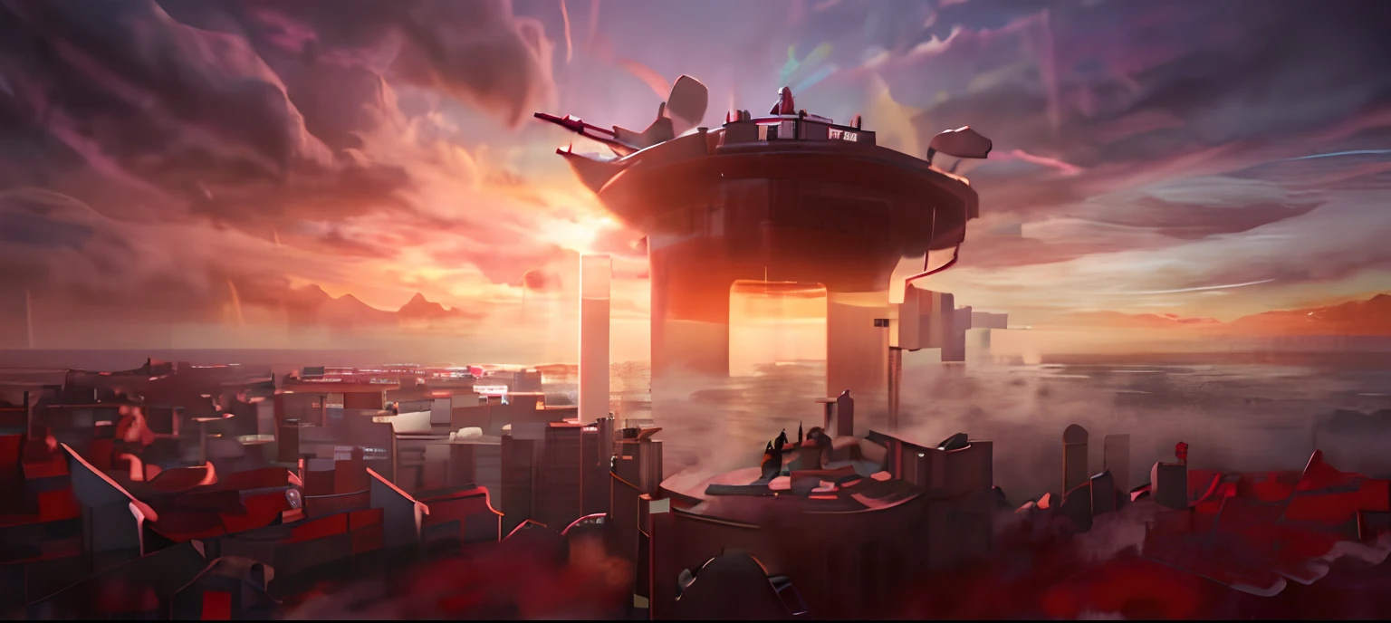Photos taken from a high angle of a city with huge clouds, Riot game concept art, matte painting arcane dota pixar, legend of korra setting, dota matte painting concept art, Floating city in the sky, silvain sarrailh, highly detailed surreal vfx, dota! matte painting concept art, League of Legends concept art, surreal concept art
