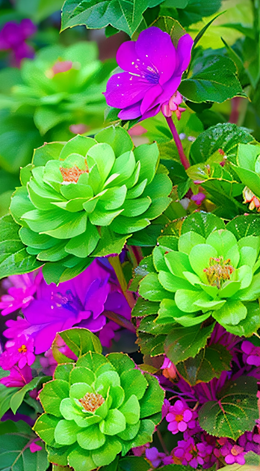 photorealestic，In the middle of a painting is a beautiful begonia,4K HD details，Beautiful digital artwork, detailed flowers , magical colorful flowers, Layered green，beautiful digital painting, wallpaper hd, colorful hd picure, beautiful  flowers, elegant digital painting