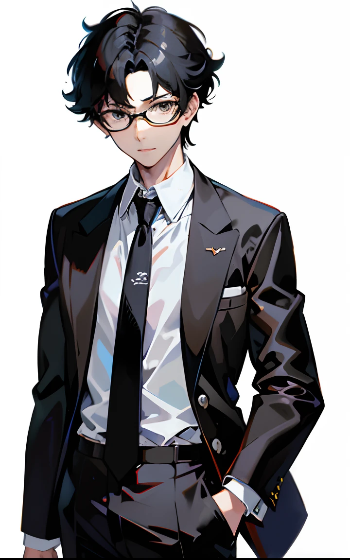 Looking at the camera、Anime man in suit with tie and black tie, Persona 5 Art Style wlop, 2 d anime style, Tall anime guy with black eyes, persona art style, persona 5 art style, kentaro miura art style, anime moe art style, made with anime painter studio, Kentaro Miura Manga Art Style, shigenori soejima illustration