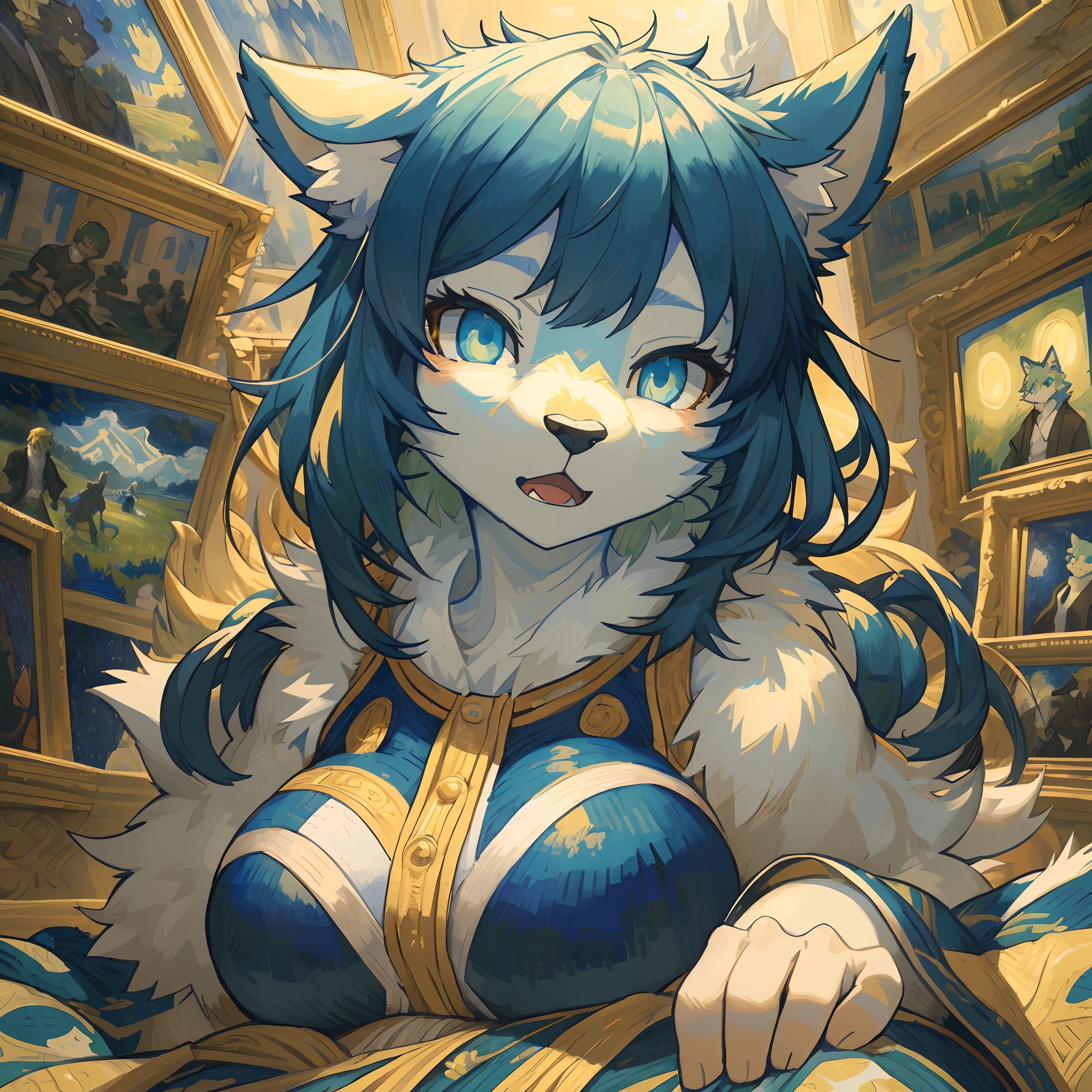 top quality, best quality, High-quality illustrations, masterpiece, super high resolution, detailed background, The World of Van Gogh's Paintings, 6+boys, 6+girls, absurdres(highly detailed beautiful face and eyes)perfect anatomy, expression, good lighting, cinematic shadow(kemono, furry anthro)assorted poses, dynamic angle,
