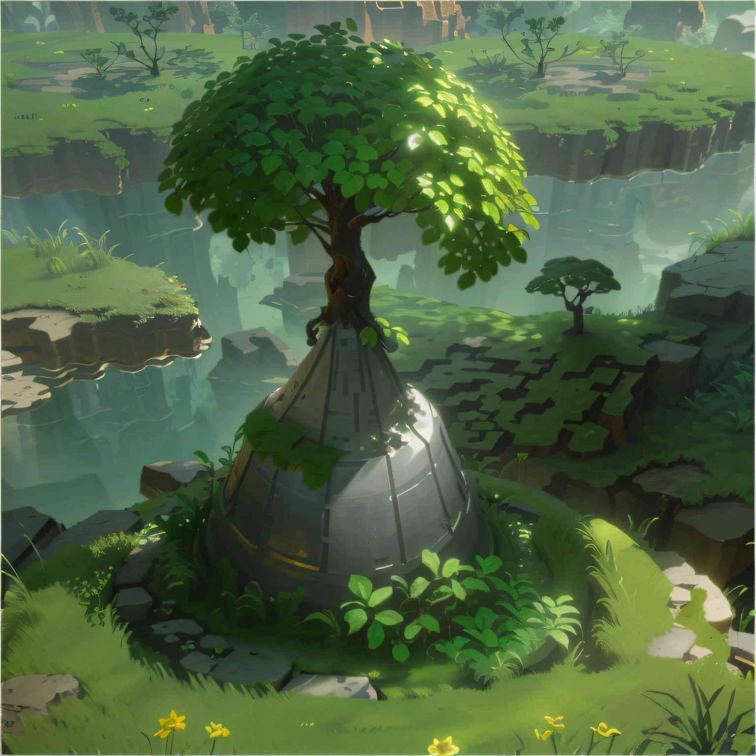 A small tree grows out of a vase, 3 d render stylized, stylized vegetation, Stylized concept art, stylized 3d render, stylized as a 3d render, Stylized game art, stylized pbr, stylised painting, game asset of plant and tree, Stylized 3 D, environmentart, environment artist