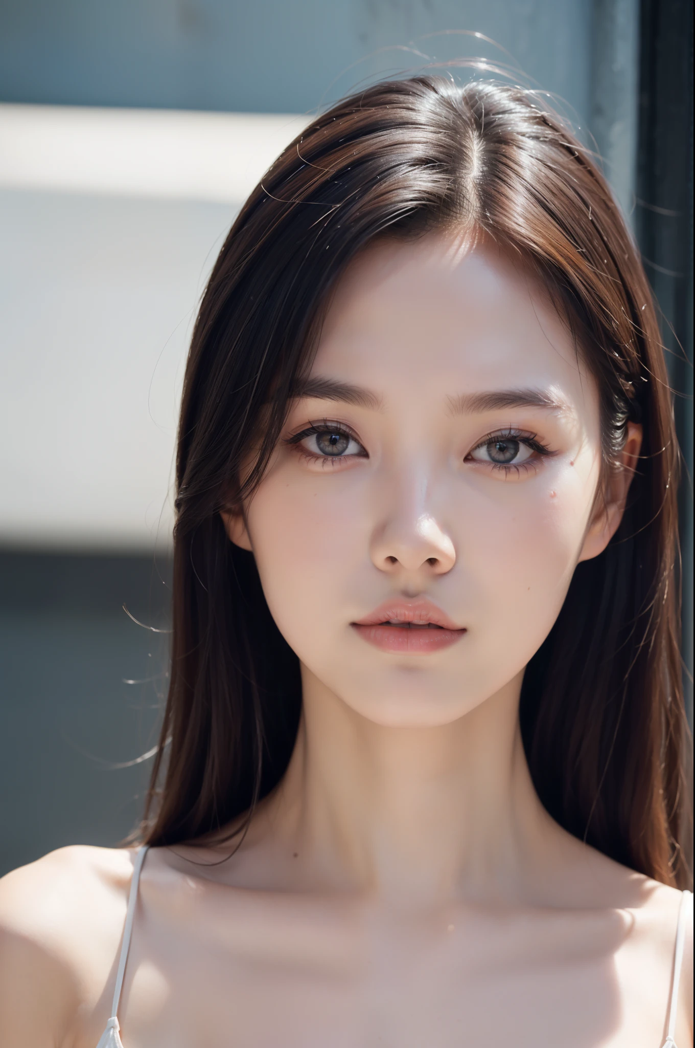 (vogue photography), (Half-body view), 1womanl, Natural skin type, Realistic Eyes and Face Details, ((Dreamy)), detailized face, cinmatic lighting, nevando, (8K, RAW photogr, professional, Best quality at best, tmasterpiece:1.2), (photorealestic, photo-realistic:1.3), softlighting