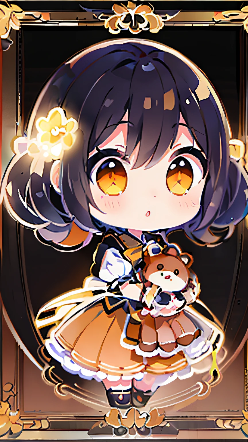 Close-up of a cartoon character holding a teddy bear, Splash art anime Loli, hanayamata, kagamine rin, anime visual of a cute girl, anime moe art style, loli in dress, small curvaceous loli, umineko, small loli girl, character art of maple story, Loli, anime chibi, kirisame marisa