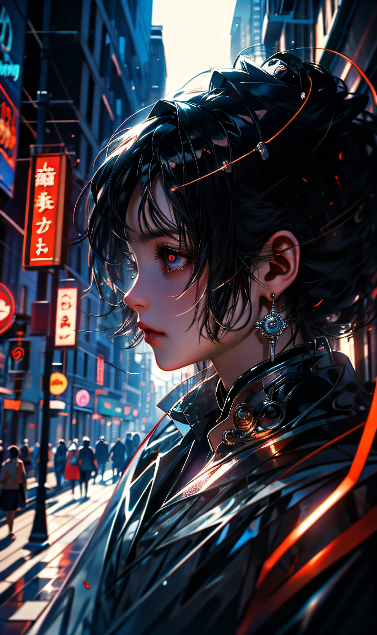 (best qualityer:0.8),
(best qualityer:0.8), Perfect anime illustration, extreme closeup portrait of a pretty woman walking through the city, dynamic lights,