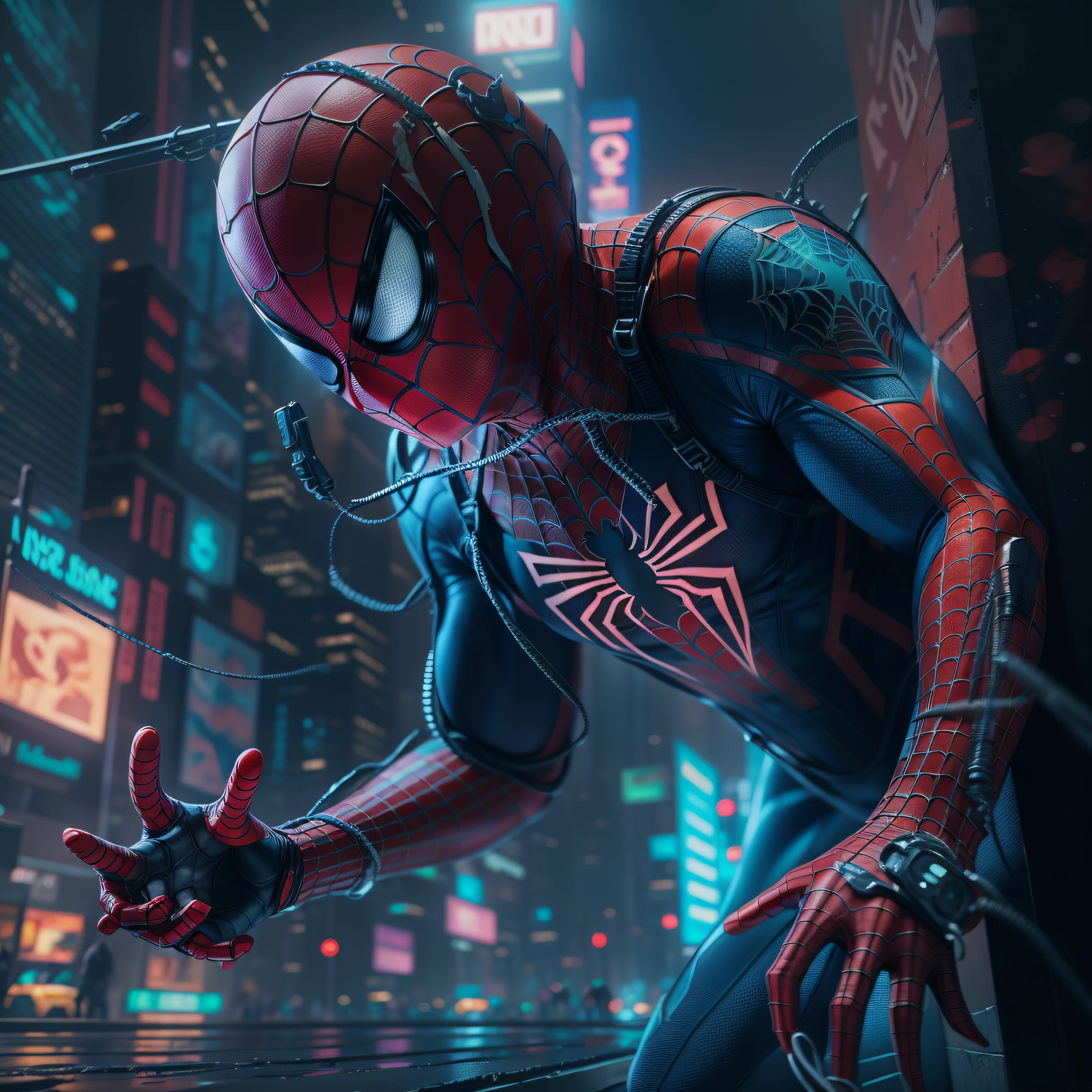 Spider man,Cyberpunk,8k.