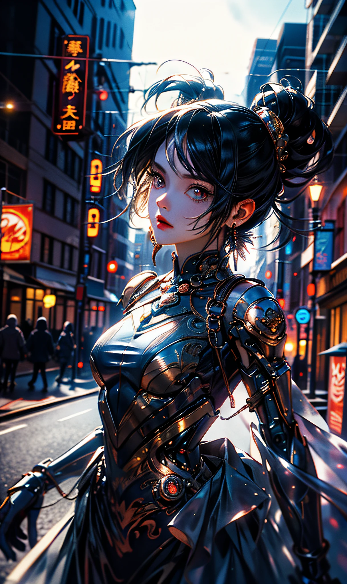 (best qualityer:0.8),
(best qualityer:0.8), Perfect anime illustration, extreme closeup portrait of a pretty woman walking through the city, dynamic lights,