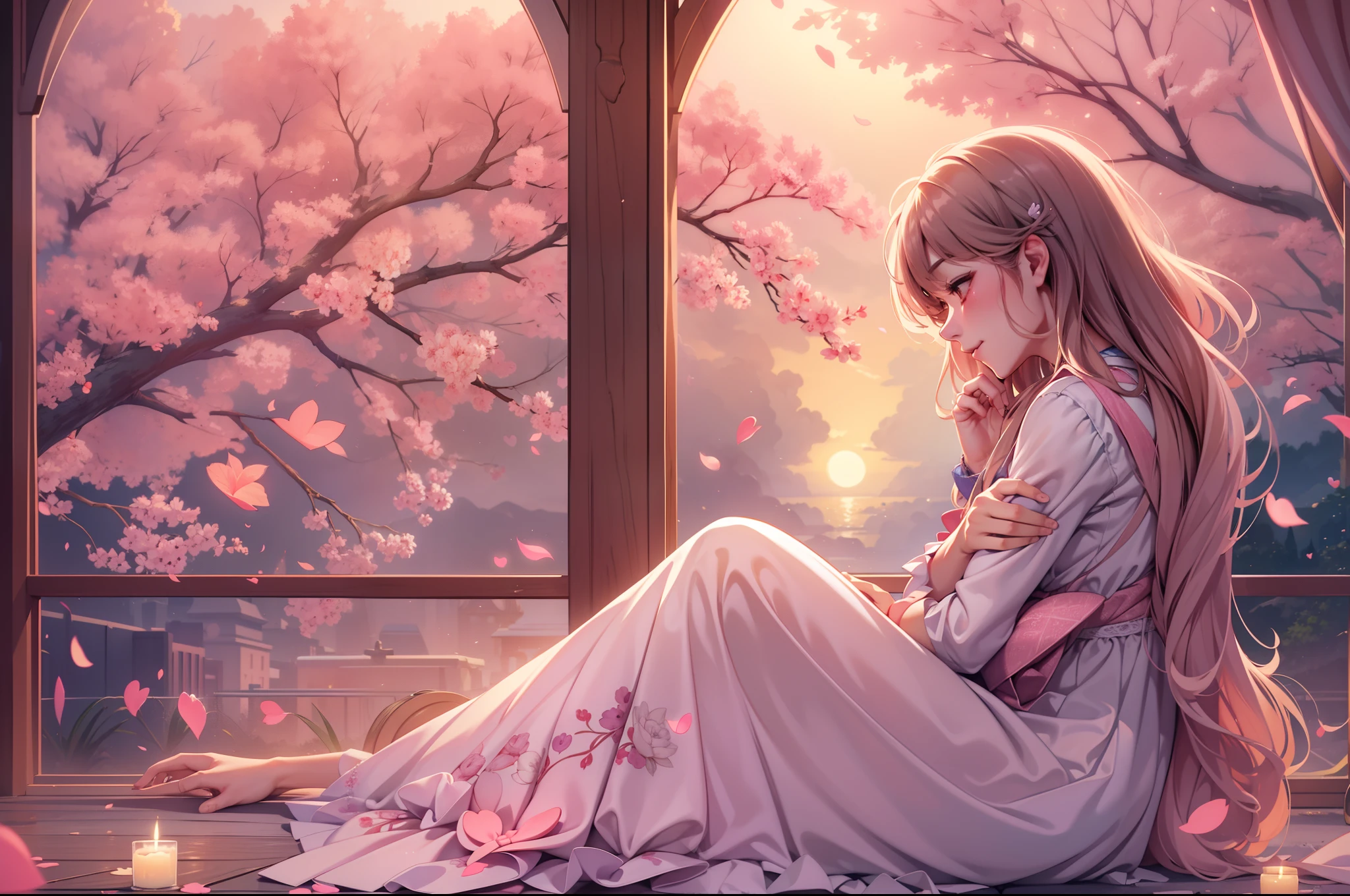 When I think about it, I feel that inside, the heart is beating, this night of love will not end, the overflowing happiness drives away the long night, sadness and troubles disappear, happiness,This feeling of happiness accompanied me to death