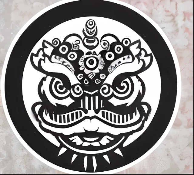 This is a picture of a Cantonese lion dance,Make it into a team crest,NBA team logo style