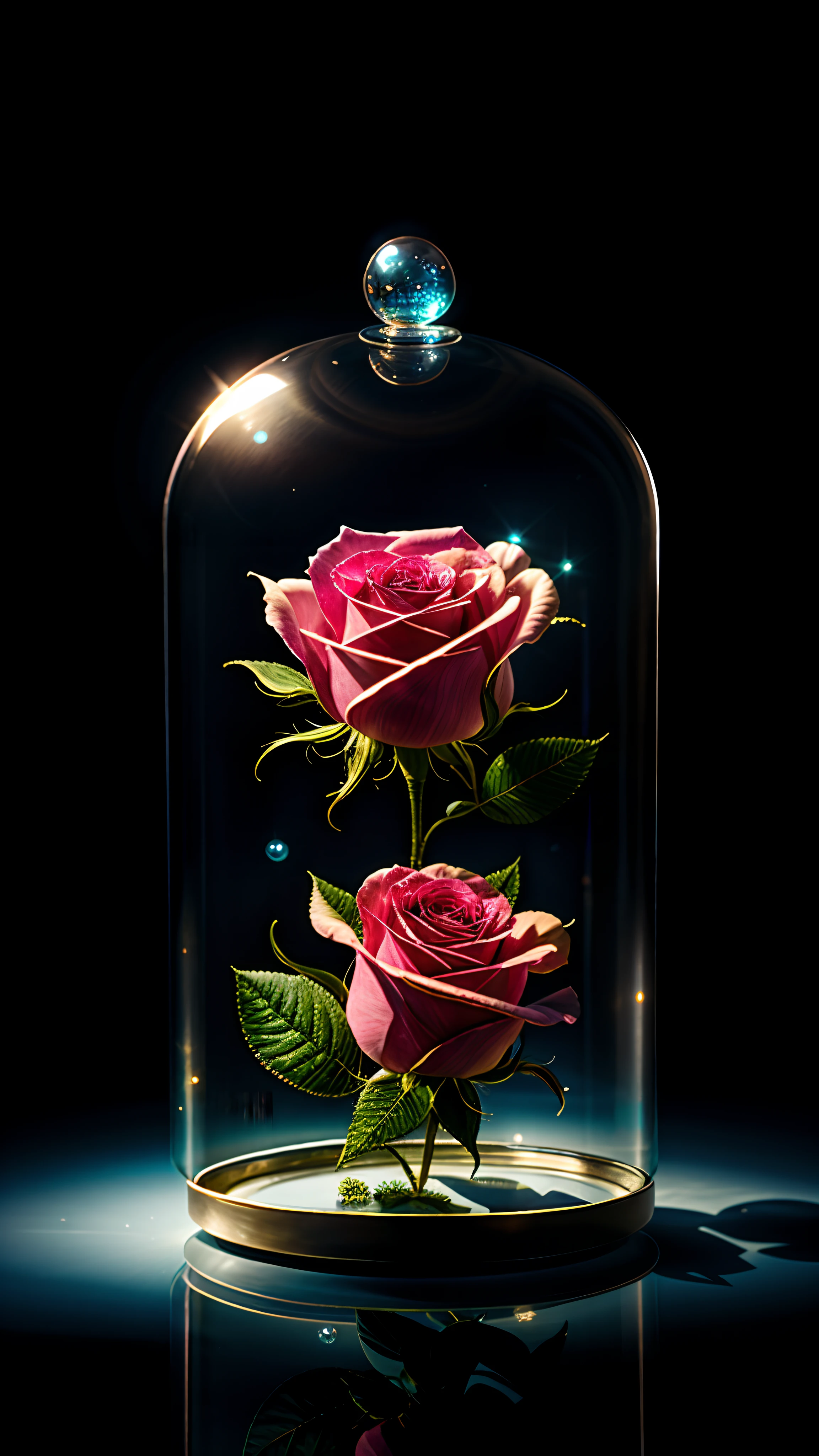 Delicate glass containers with pink roses,Super transparent,holy rays,Beautiful spectral light,Ice cream glows,Twinkle,Light blue background,Transparent light droplets,reflective light,brightly,Light flows in,optics,Portrait silhouette,tack sharp focus,miraculously huge breasts,intricate complexity,ultra-realistic realism,fanciful,composition,optic,Trends on ArtStation,pearls,Guardian clouds of silver vapor,Corrosion surrounds the ray family,8K,ureal ar 23v4 uplight