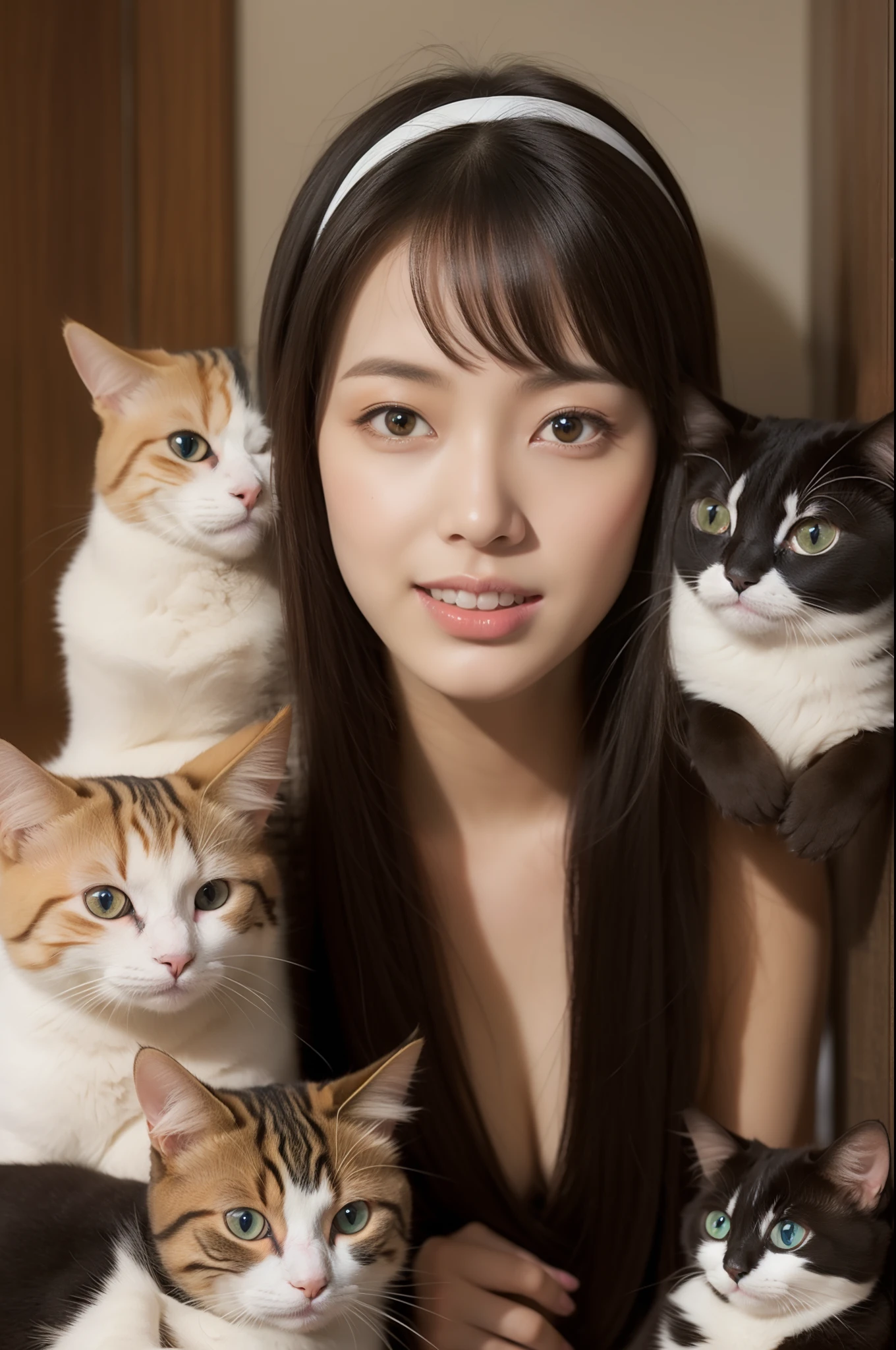 Surrounded by cats