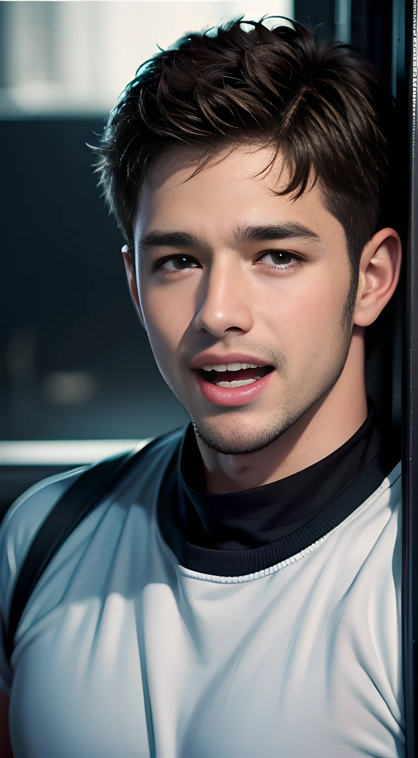 ((Men only)), (head shot), (Handsome muscular in his 20s), (Chris Redfield), (Laughing with a big, open mouth), (detaile: 1 in 1), Natural muscles, HIG quality, beautidful eyes, (Detailed face and eyes), (Face、: 1 / 2), Noise, Real Photographics、... ................................................................................................................PSD, Sharp Focus, High resolution 8K, realisitic & Professional Photography, 8K UHD, Soft lighting, High quality, Film grain, FujifilmXT3
