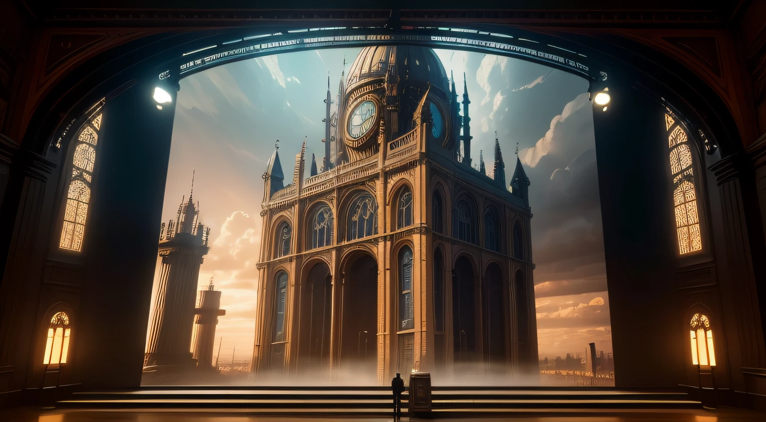 Ring LED large screen,number art,Steampunk art,victorian age, British architecture,World civilization exchange,8K,Industrial plants,Sci-fi style scene,Modern art