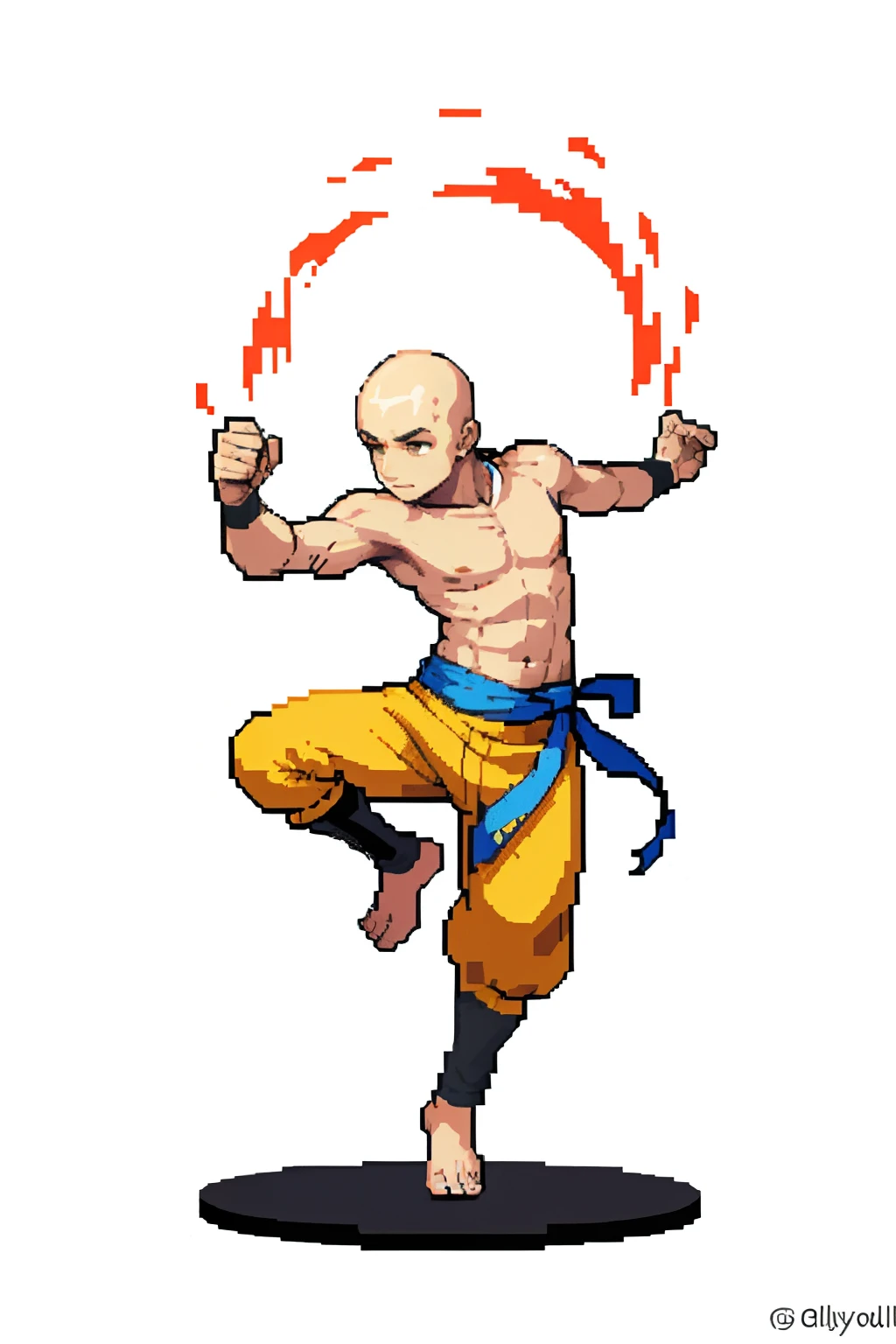 masterpiece, top quality, best quality), pixel,pixel art, 1 boy, Shaolin monk, fullbody