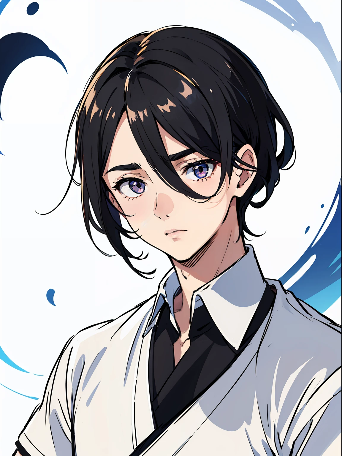 ultra detail,haigh quality,sketch,1boy,mature male,beautiful face,(black center parting hair:1.3),handsome male,pearl skin,white short sleeve shirts,drooping eyes,japanese high school,dynamic angle,japan anime,male in his 20s,