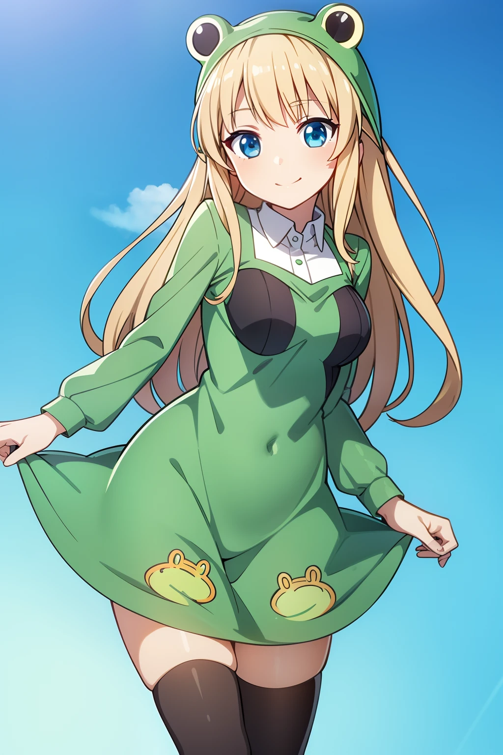 frog outfit, 1girl, cute professional illustration, best quality, detailed