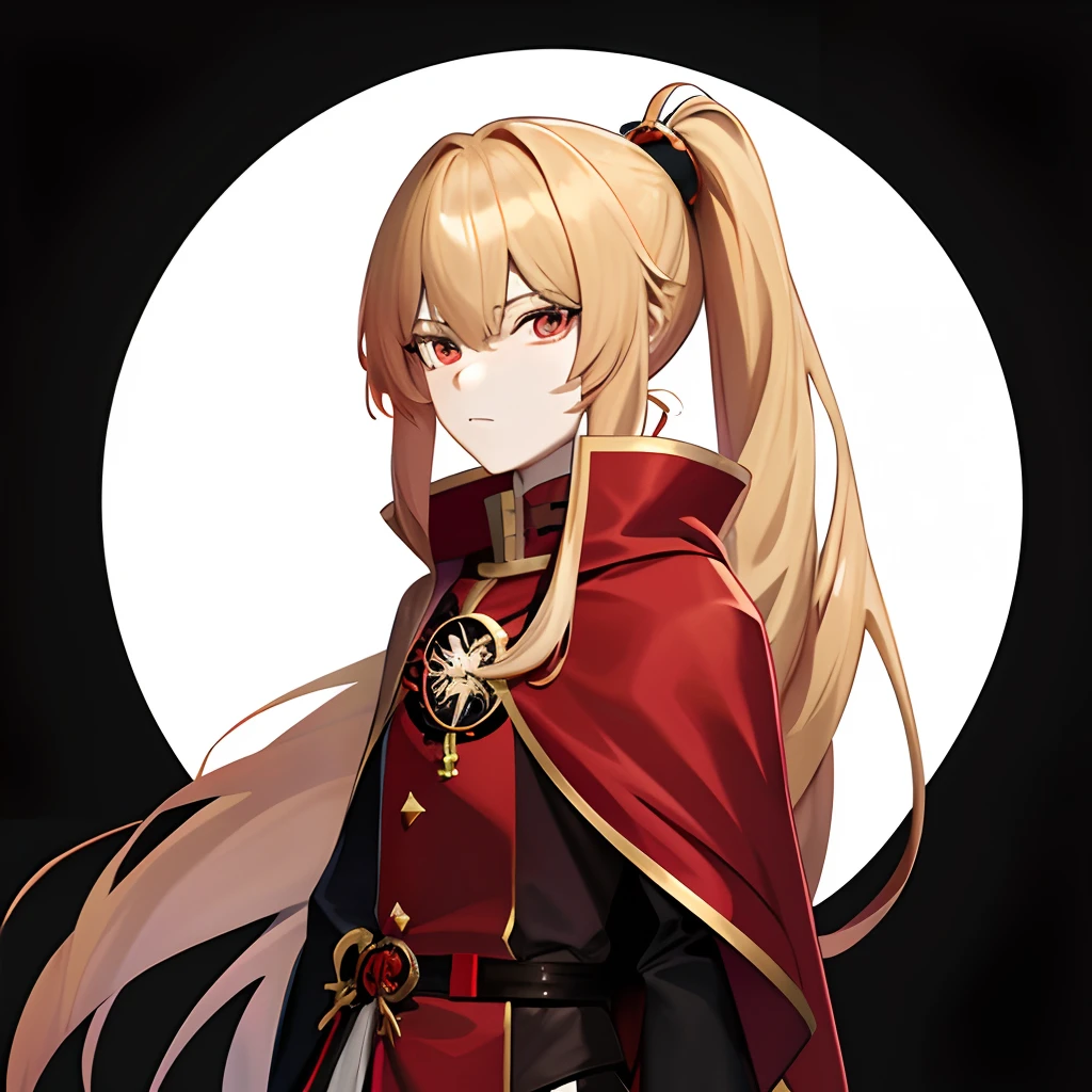 Anime character with long blonde hair and red cape,Ayaka Genshin impact,👀 :8,Genshin was inspired by Li Qishi,Key anime art。