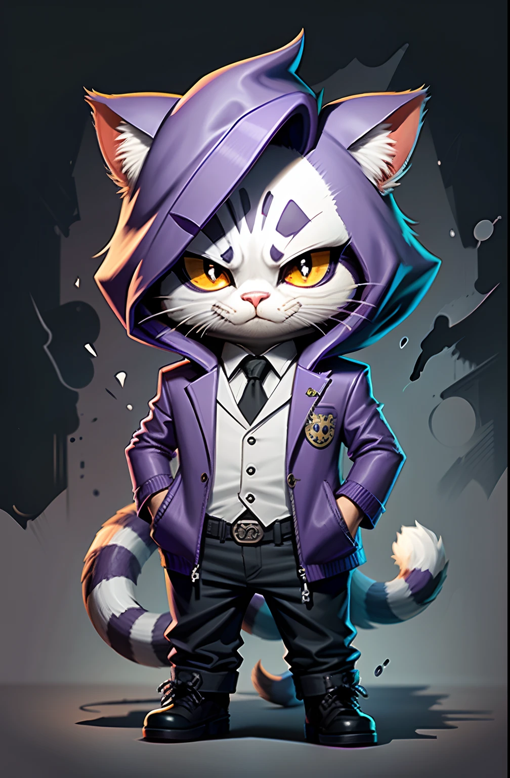 c4tt4stic, Joker, cat, Full body, cloth purple