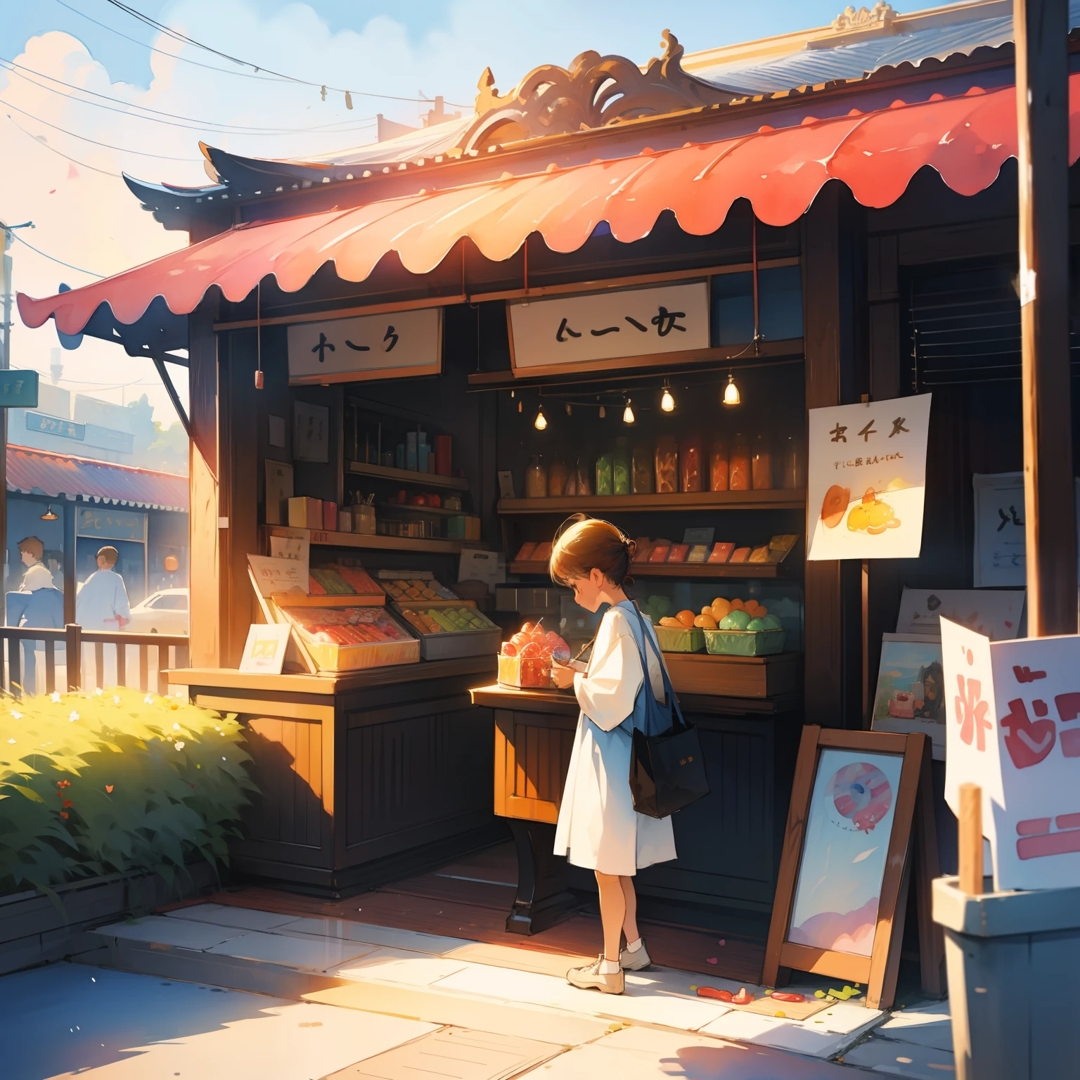 Shop for souvenirs at the station、Popular sweets、Watercolor wind --auto