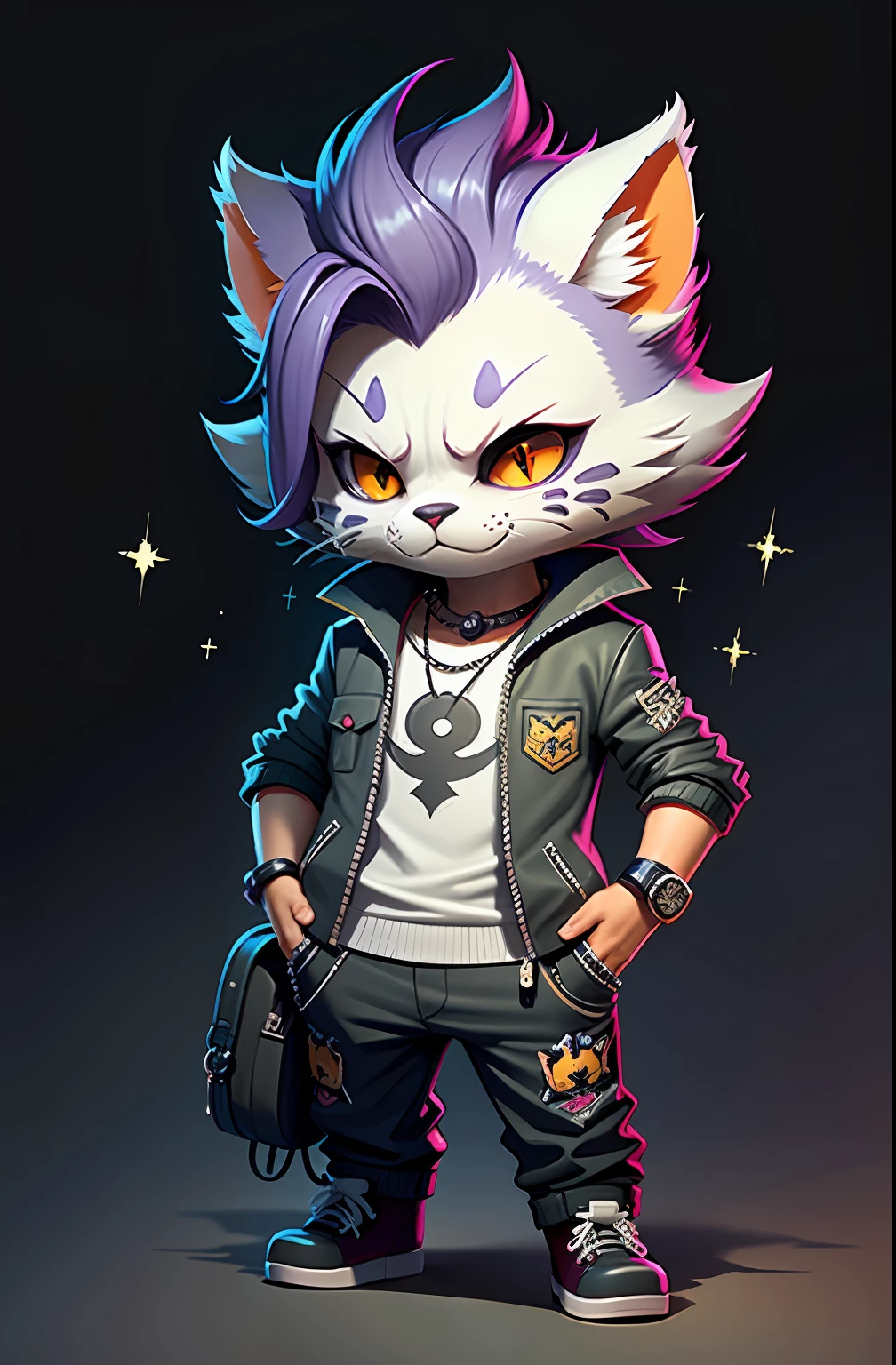 c4tt4stic, Coringa, gato,mini, 3D, cloth purple