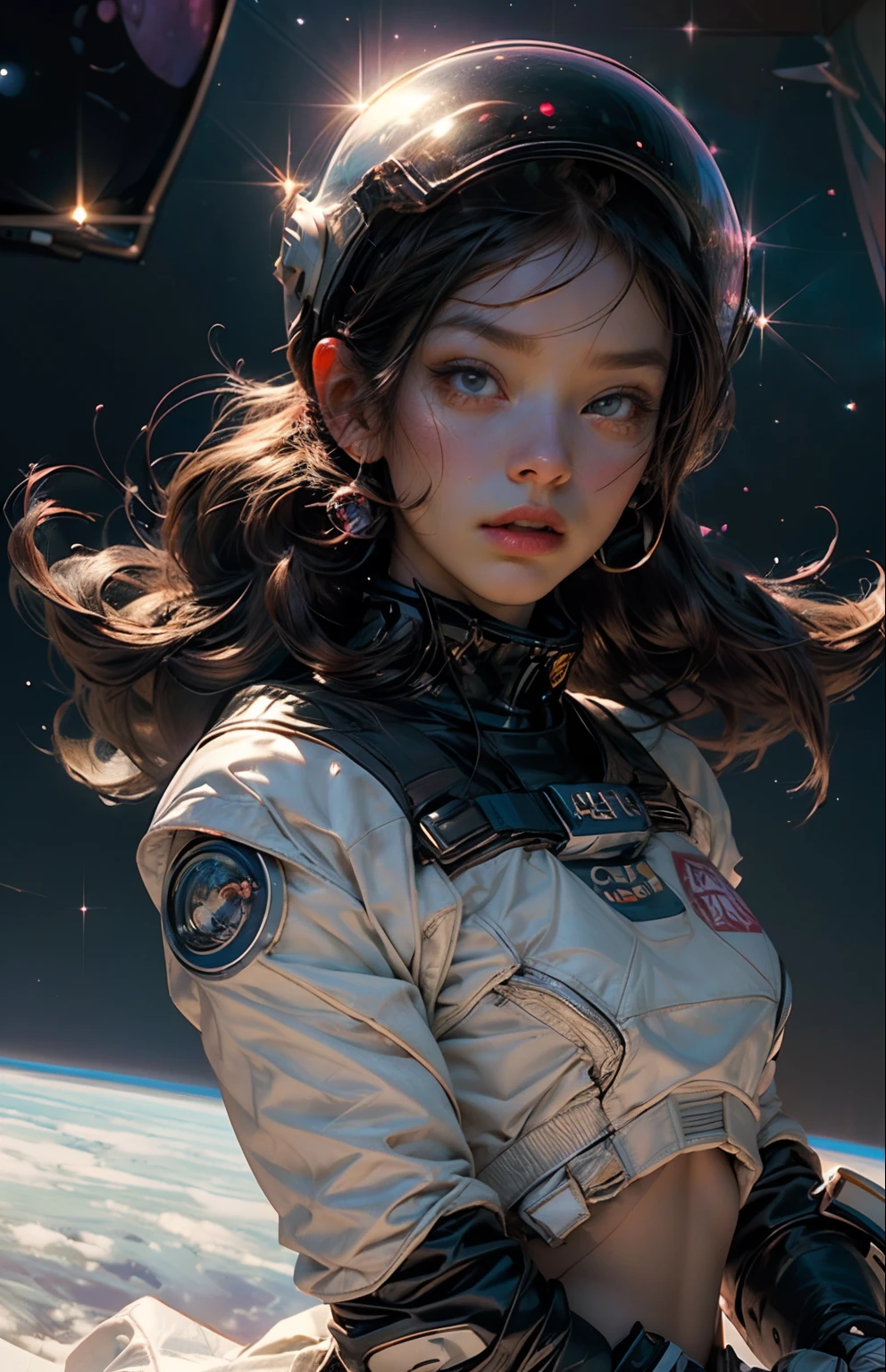 "((Masterpiece)), Best quality, Rosa, Explore the world of bubblegum with exquisite astronauts (bubble gum), light and space, a wide variety of pastel shades, All in high definition and detail, As zero gravity, Helmet visor showing the universe, Deep space, As estrelas, galaxias, colorful space rocks, a lot of energy and emotion!"