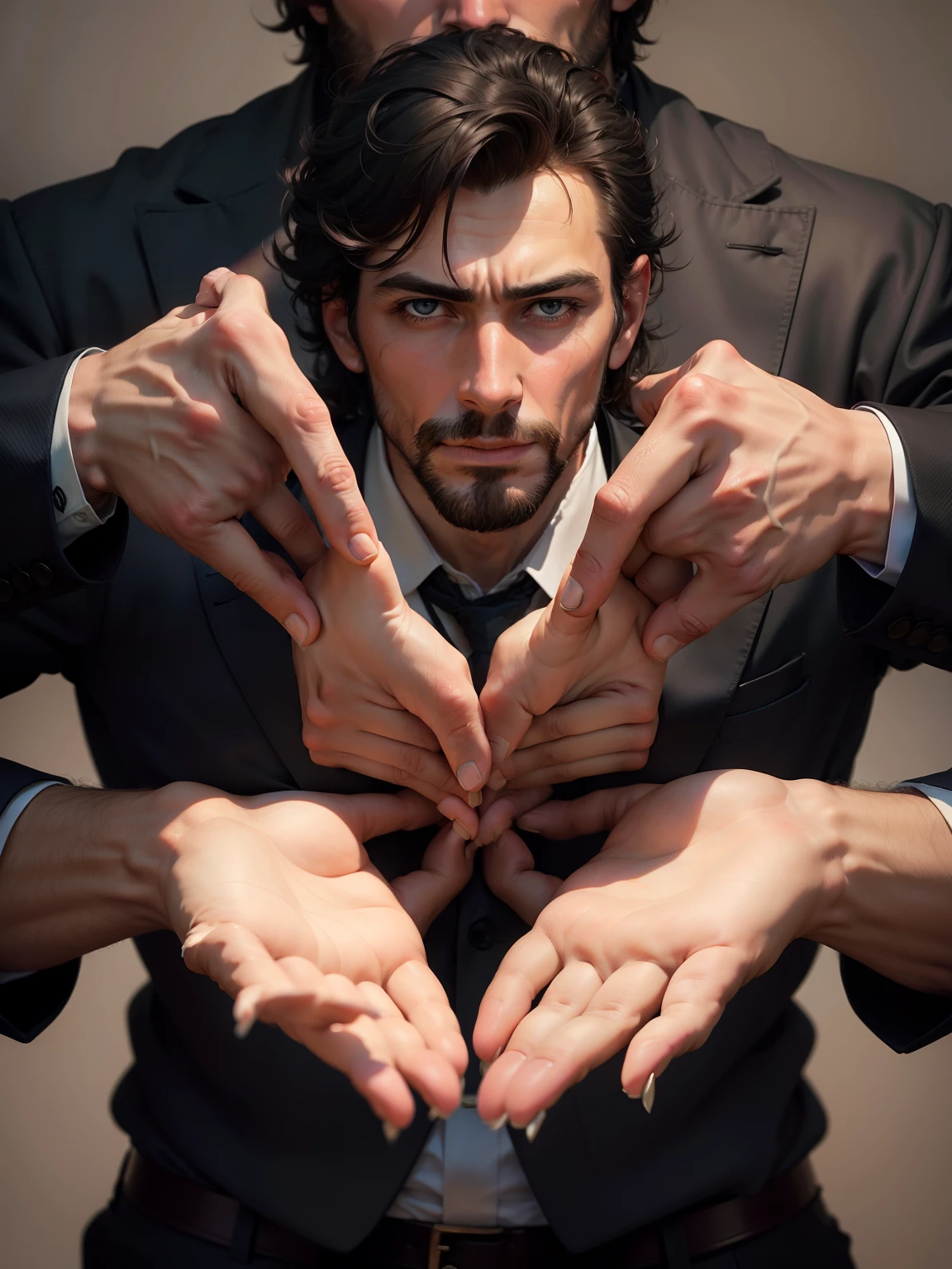 A man with five hands.