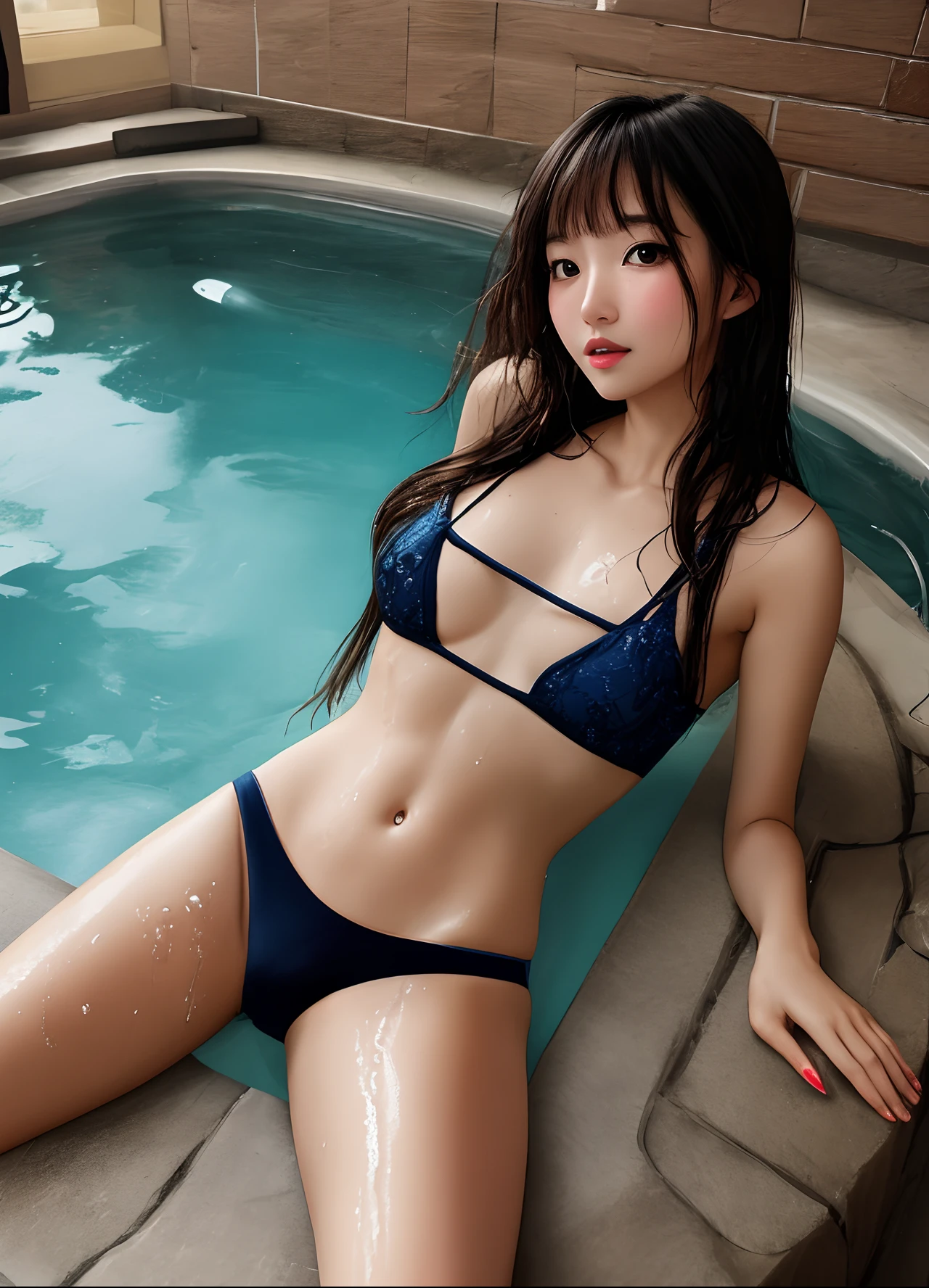 ((top-quality,16k,tmasterpiece:1.3)),Aya Shiina,28 years old Asian female,Beautiful Women in Perfect Shape:1.3,(brown hair)),((Beautiful udder:1.3)),(showers,hazy water)),(Transparent underwear and bristles))),(Bedrooms)),((lewd poses)),((Raised sexy)),((lying down,spread their legs)),(Wet breasts)),(Wet pubic hair))),transparent underwear that bites,Munster,Covers beautiful hair