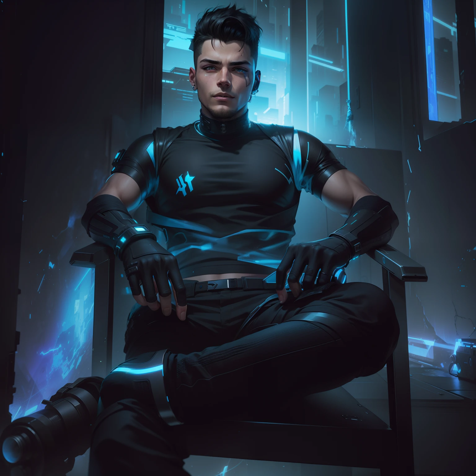 Change background cyberpunk handsome boy ultra realistic with cat --v 4