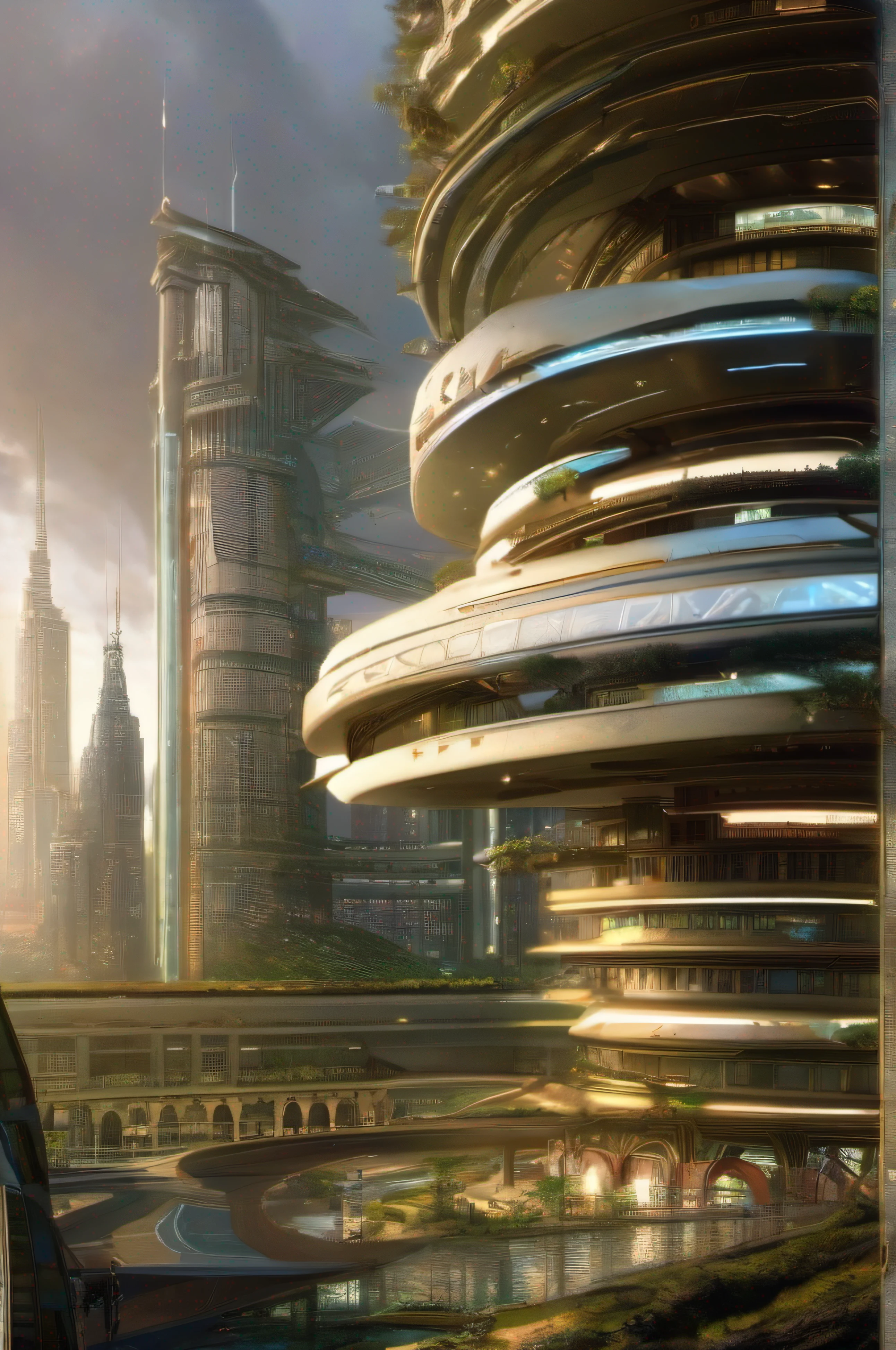 future city, detailed buildings, high definition, realistic