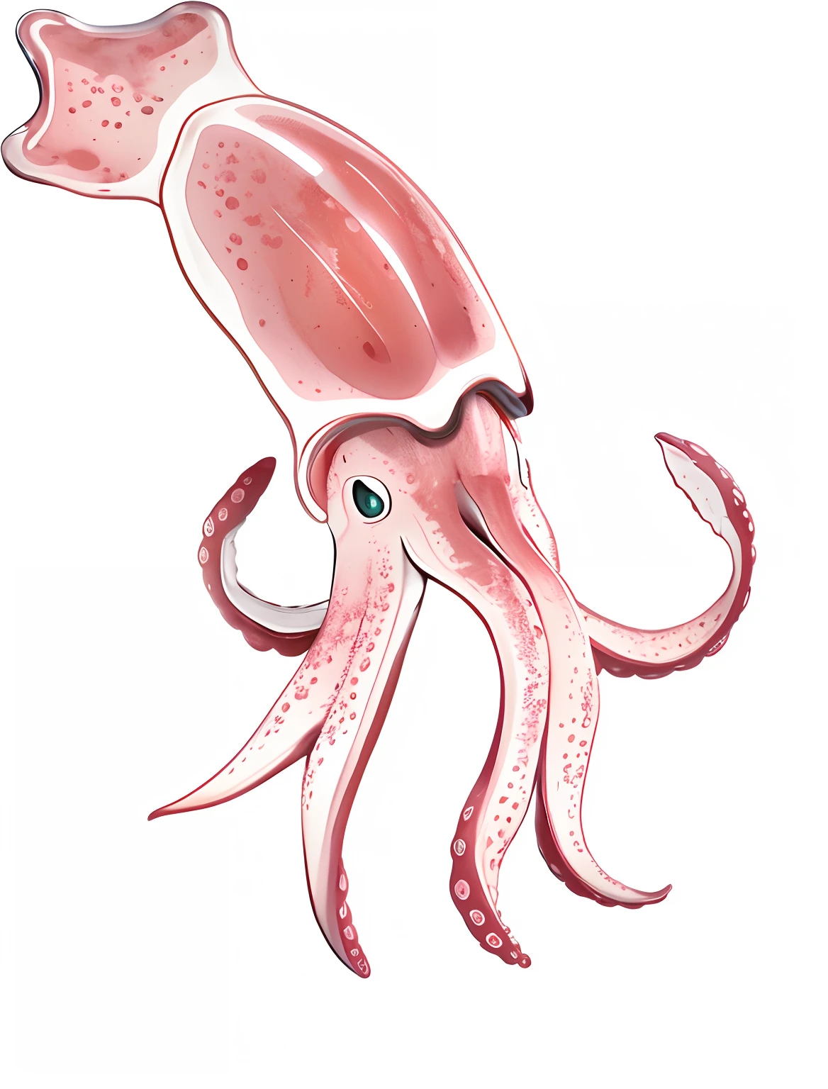 3D立体,C4D,Cartoon squid, Octopus, an octopus,full-colour illustration,high qulity