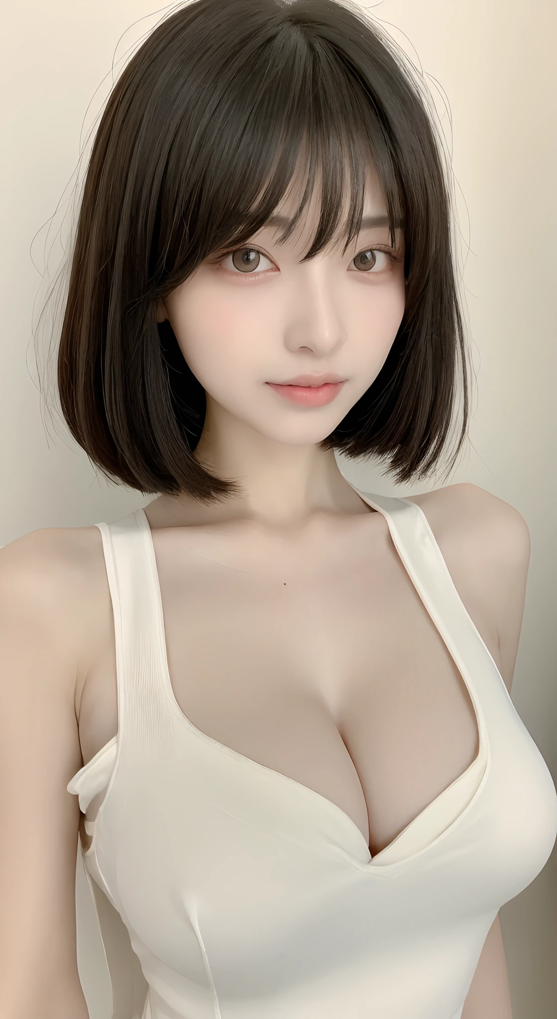perfect figure beautiful woman:1.4,Layered Hair Style,Protruding cleavage:1.2,校服:1.5,Highly Detailed Face and Skin Textur,Narrow eyes,二重まぶた,Whitens the skin,short detailed hair,full bodyesbian