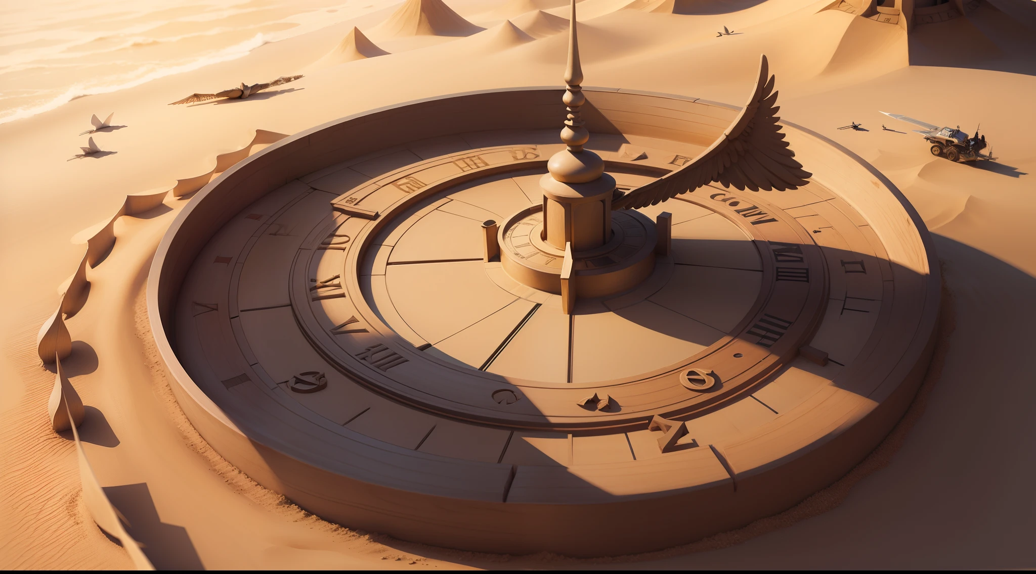a sand clock with wings