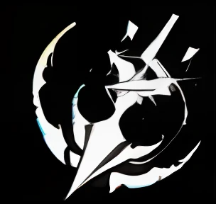 Silhouette icon,Draw an oblique arrow,Forcefully inserted in the silhouette of the moon shape,The arrow is decorated with a star,Black and white outline icon,