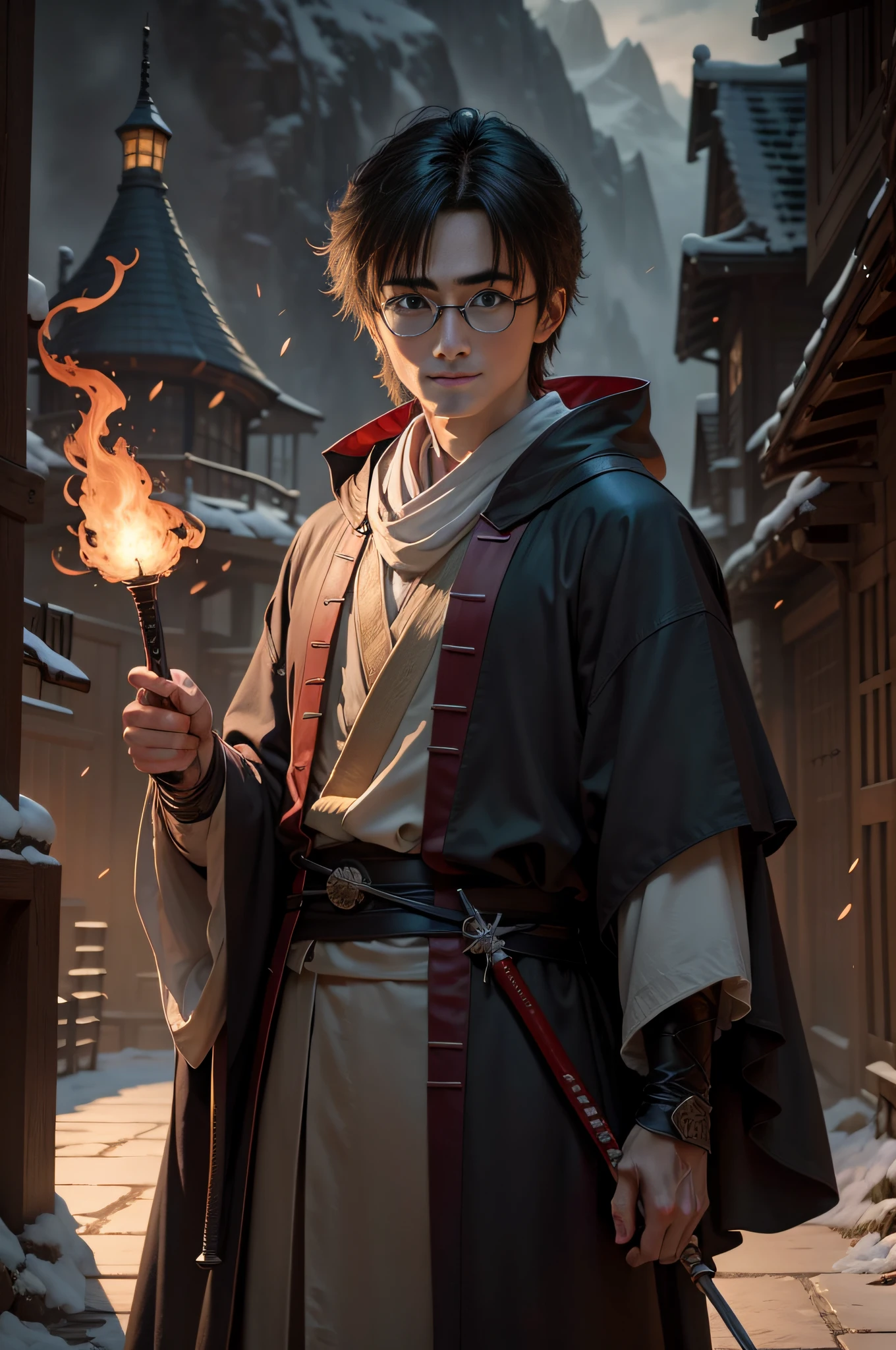 Harry Potter-style wizard,《Ronin Kenshin》The protagonist,The other hand holds the scabbard