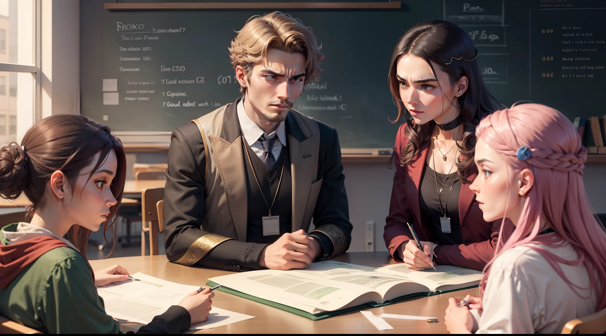 A stoic philosopher teaching students financial lessons