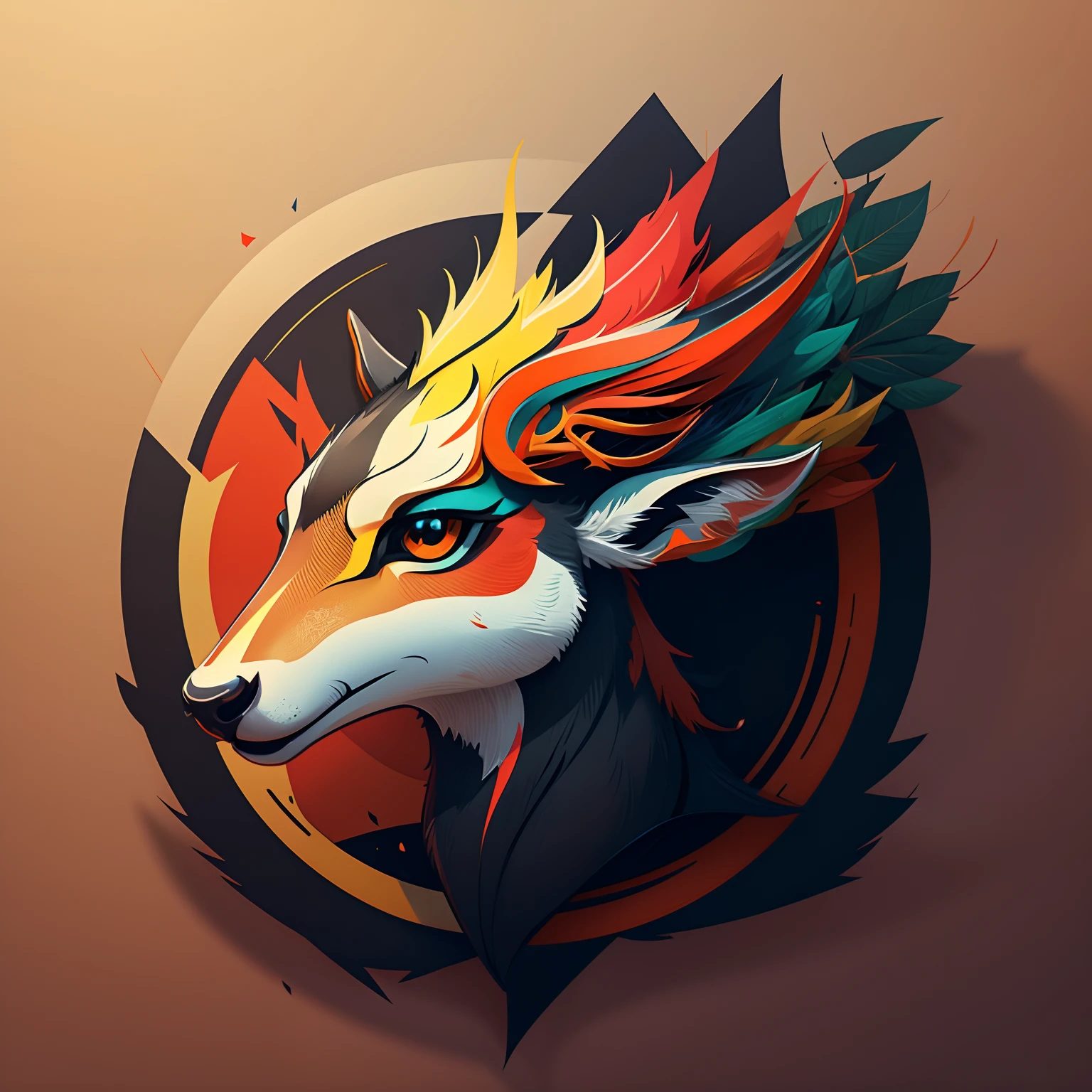 A sleek, modern deer logo rendered in vector art, with a vibrant color palette and intricate details, creating an eye-catching shape.