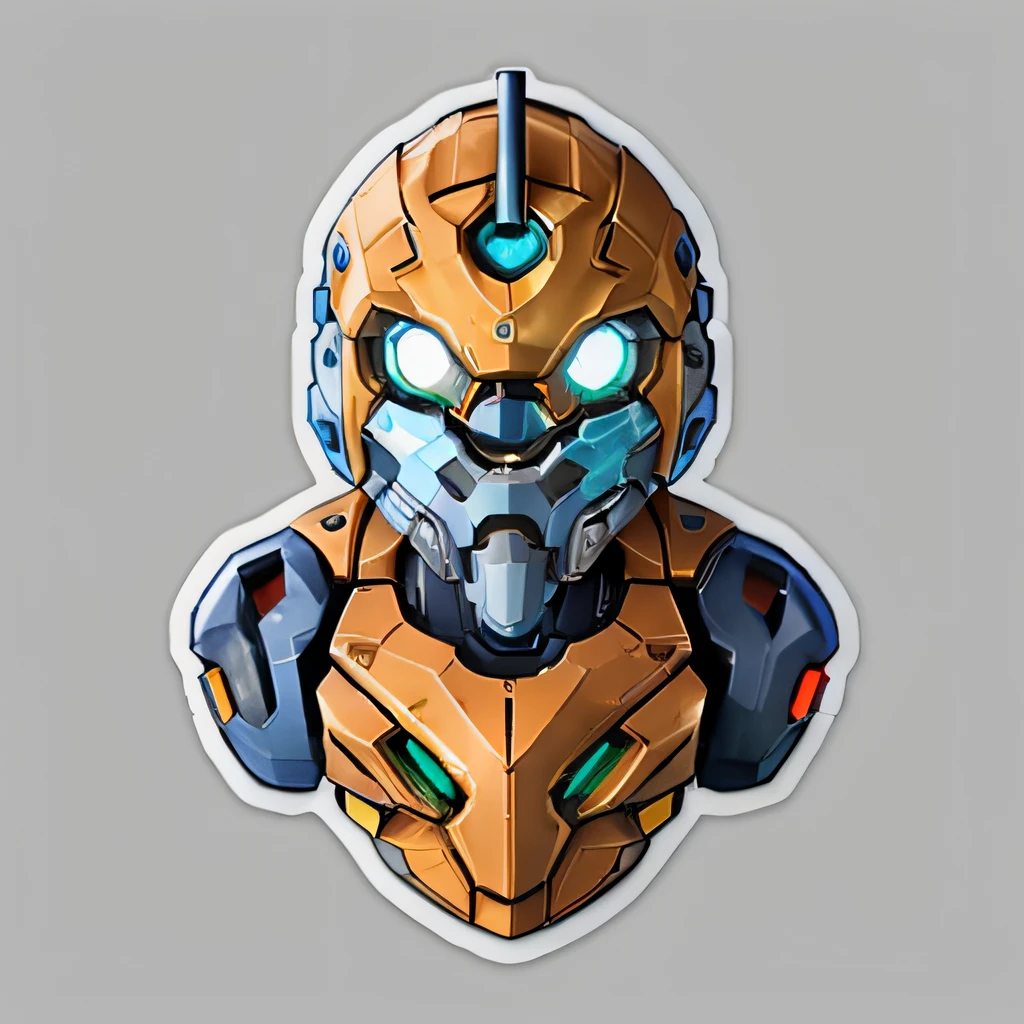 a close up of a robot with a light on its face, bio - mech face, protoss, orisa from overwatch, mecha inspired, protoss!!, gundam head, borderlands 3 style, protoss!!!!, robot face bust, samus, robot head, portrait of rung, beautiful robot character design, samus aran bioorganic varia suit