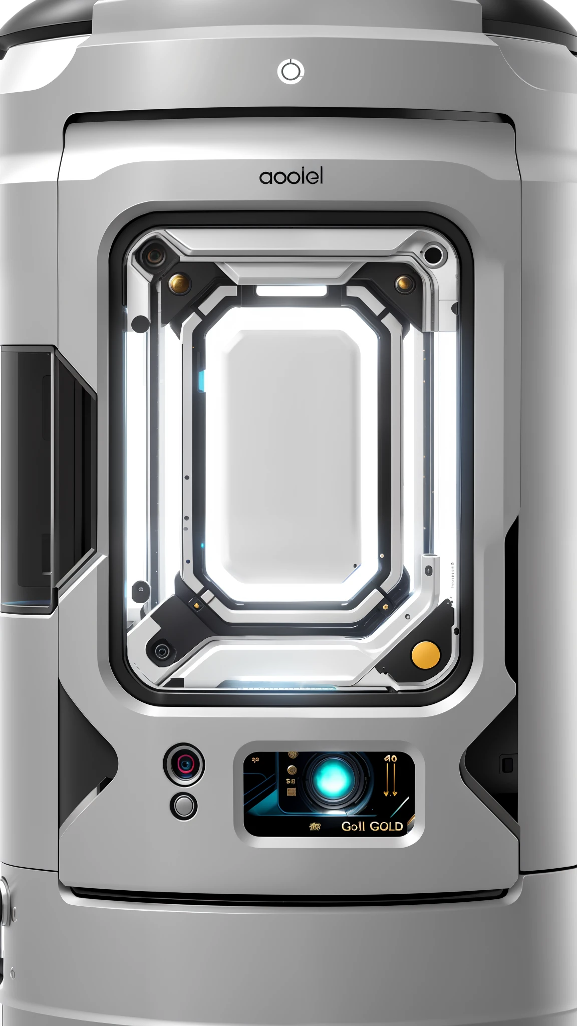 Black gold, Card window, Card close-up, Doll capture machine, Lots of detail,Technologie, straight camera view, highly capsuled, Superb detail 8 K, complete body view, 8k vertical wallpaper, 8k vertical wallpaper, cryogenic pods, micro detail 4k, the console is tall and imposing