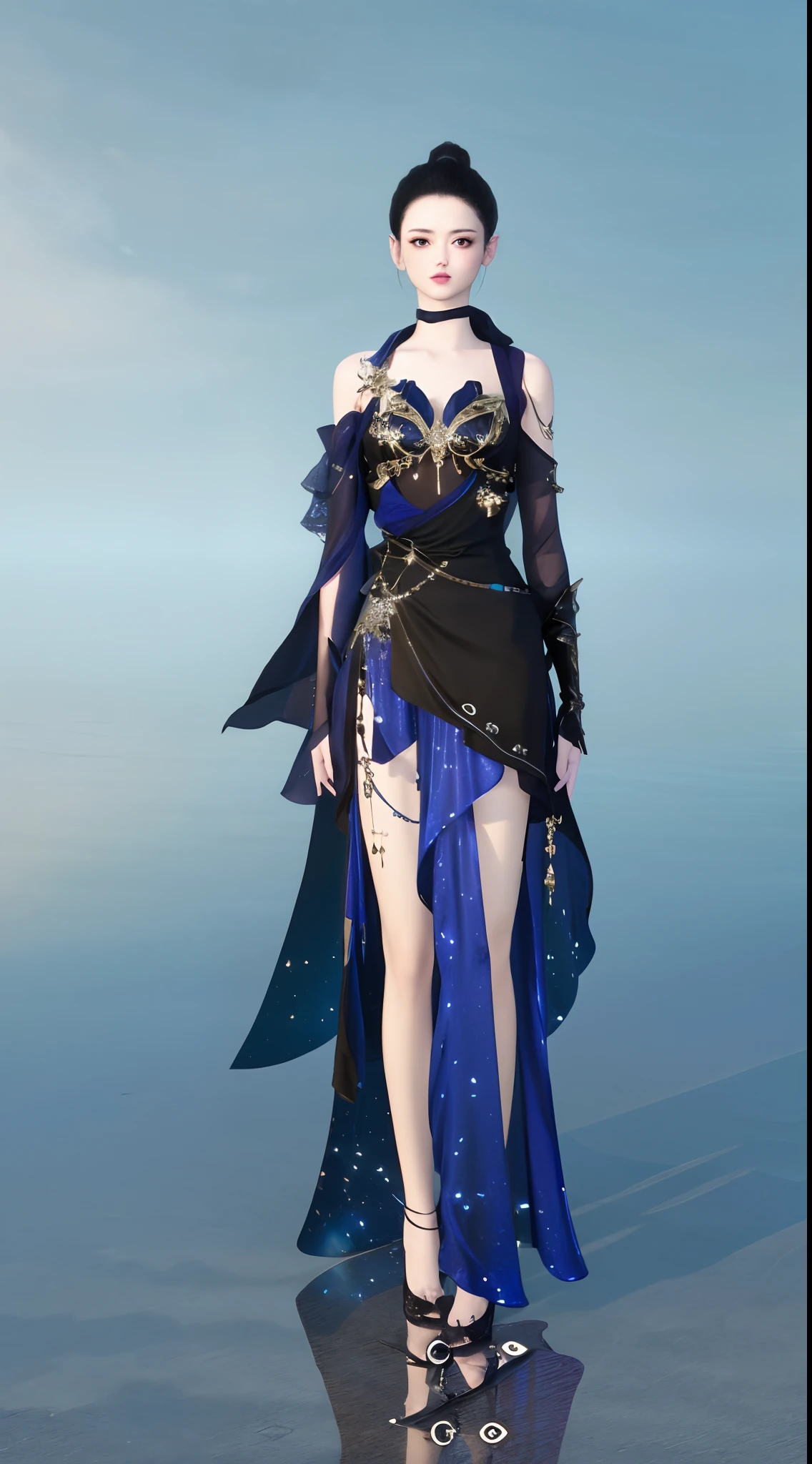 1 woman（Clear face）、Full body standing painting，独奏，Gorgeous dress，long whitr hair、hair adornments，Transparent background，Game character costume design，high detal，cinematic colorgrade，Ultra photo realsisim，Digital SLR，white backgrounid，Ultra-high resolution，Sharp focus，tmasterpiece，hdr，8K，（The is very detailed的 CG unified 8k 壁纸）