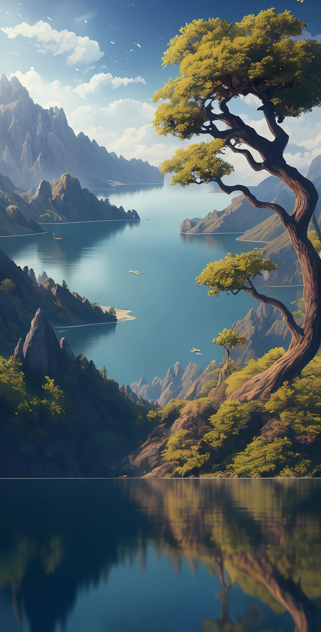 masterpiece, best quality, high quality, extremely detailed CG unity 8k wallpaper,landscape with Visual Weight ,A place with a very vast nature with big trees and lots of vegetation,fat,lovely,Lake Baikal,holly,PSX GRAPHICS,award winning photography, Bokeh, Depth of Field, HDR, bloom, Chromatic Aberration ,Photorealistic,extremely detailed, trending on artstation, trending on CGsociety, Intricate, High Detail, dramatic, art by midjourney