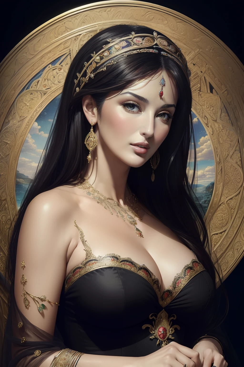 (Masterpiece, Best Quality, Highres:1.4), ((Monica Bellucci)), Detailed, Intricate Details, 4K,
color splashes, line art, art, fibonacci,