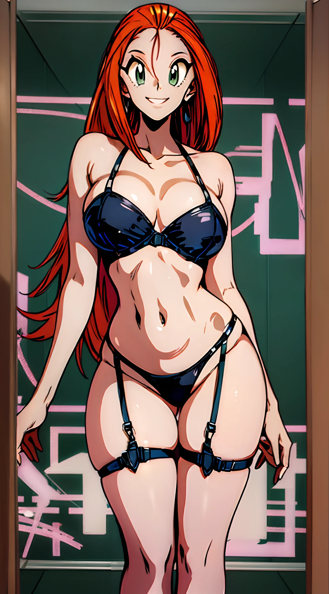 Sexy smile, ((office background))