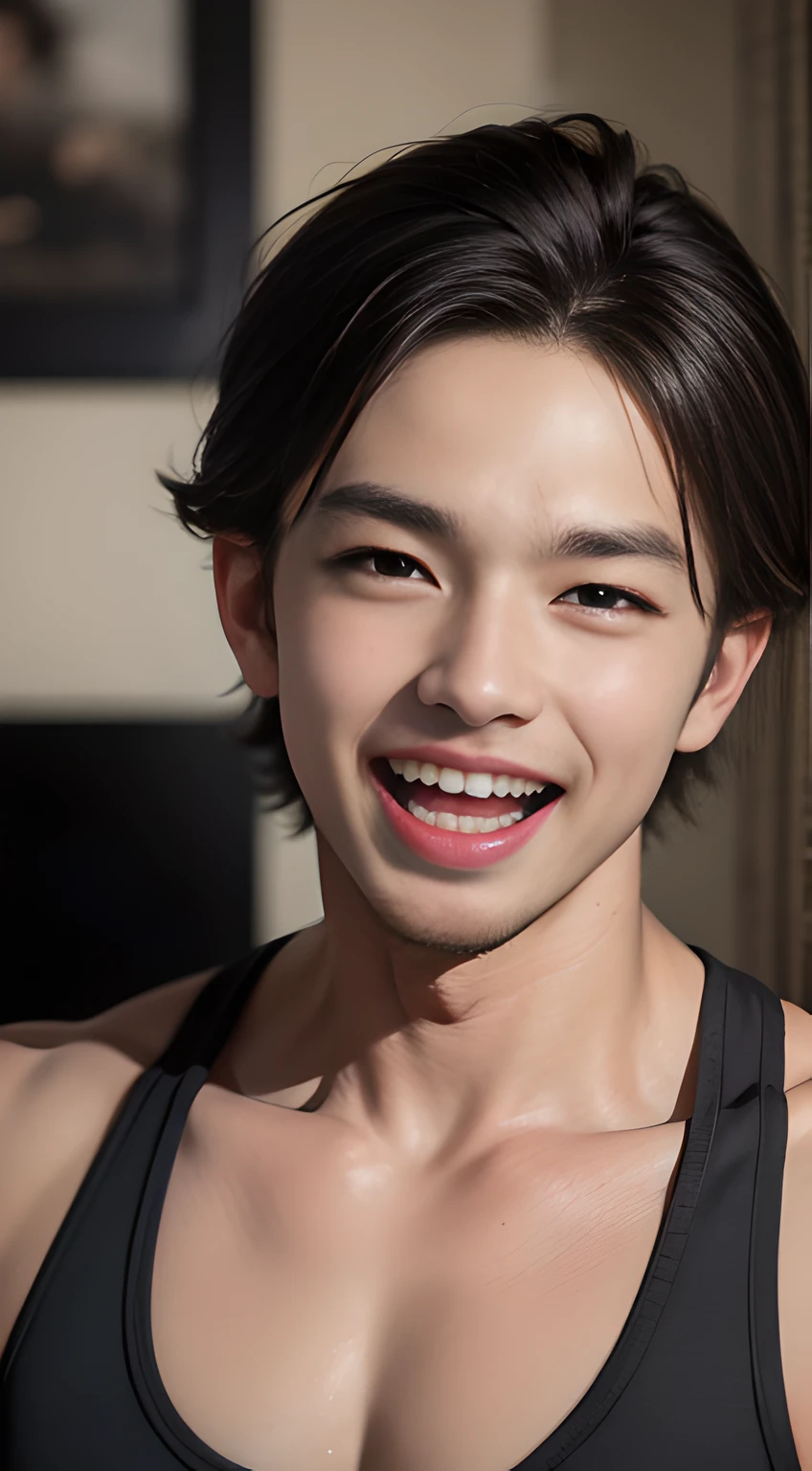 handsome man in his 20s, laughing with big, open mouth, Johnny Edlind,