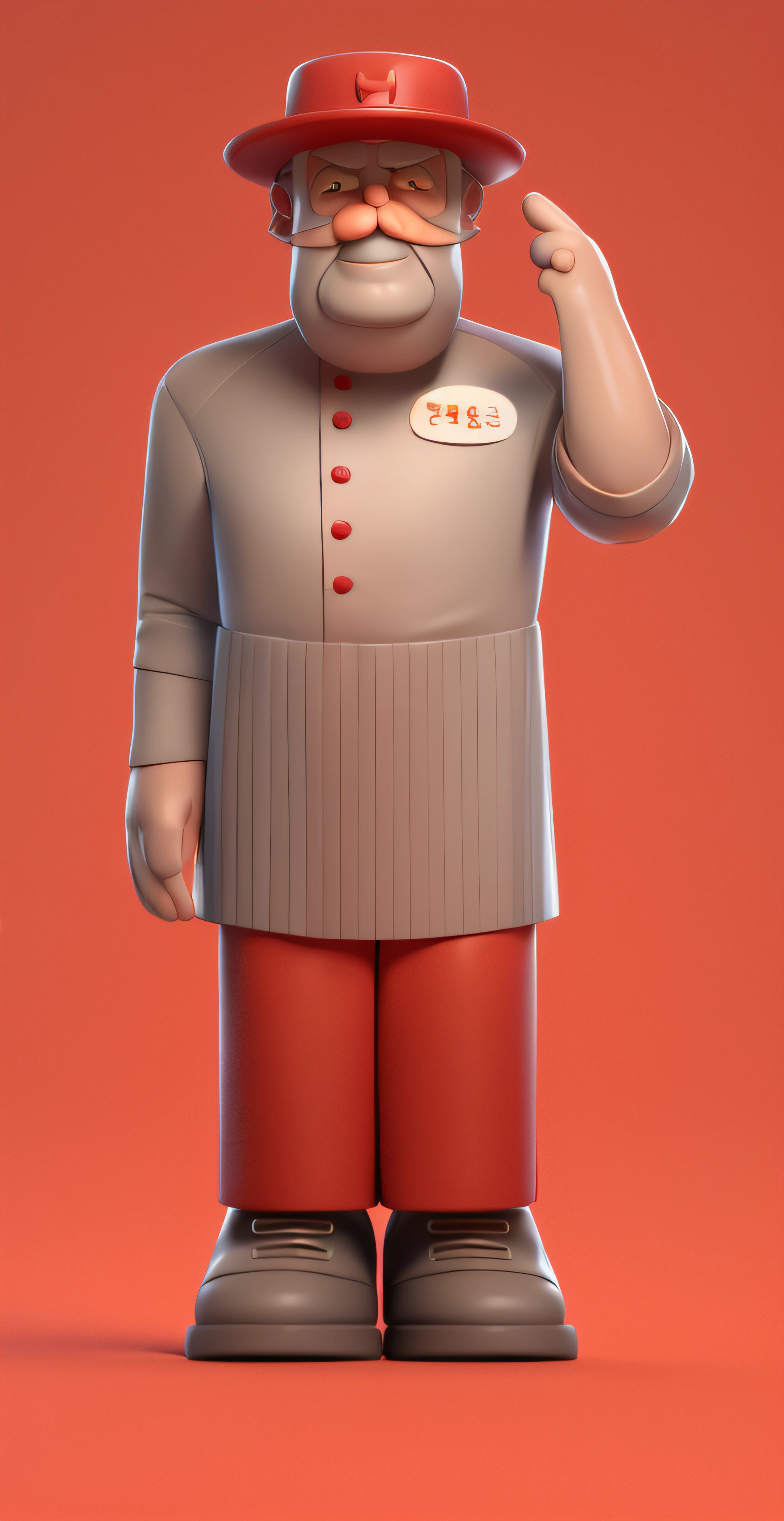 3dcharacter,(1man, wrinkled face, old male:1.2), __eyecolor__ eyes, gray __hair-male__, ,purse,(full body:1.2),simple background, masterpiece,best quality,(light Red gradient background:1.1)