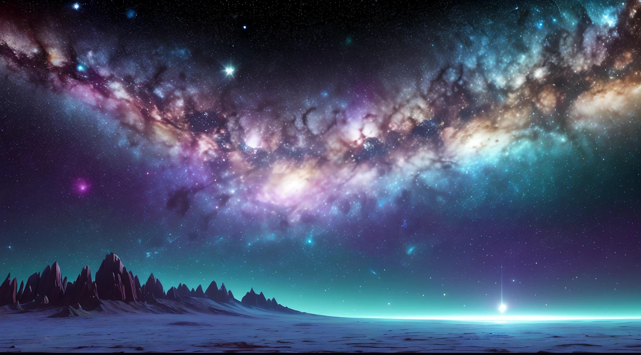 A Space Scenario, with several beautiful stars, lua, cores vibrantes, cartoon 3D, ultra realista, digital illustation, artstation, campo verde, Ultra HD, muito detalhado, estrelas cintilantes, Lunar orbit, Distant Galaxies, colorful nebula.