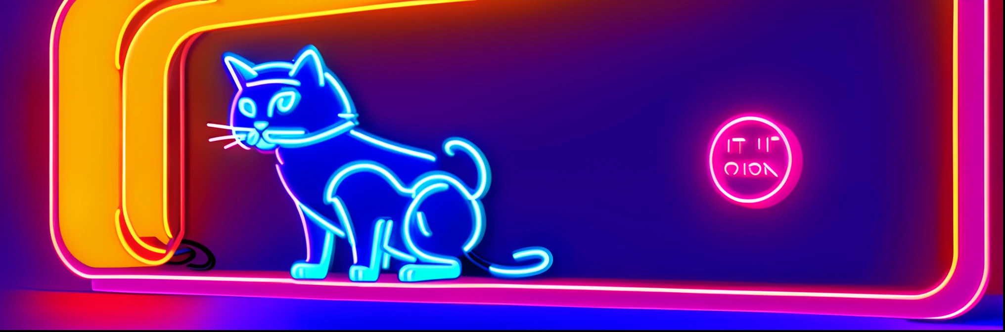 a cat standing in front of a neon illuminated wall of text, concept art, by Emiliano Ponzi, by Chris Ware, science fiction, ((8k, high resolution, ultra detailed)), (((sharp lines))), (neon frame)